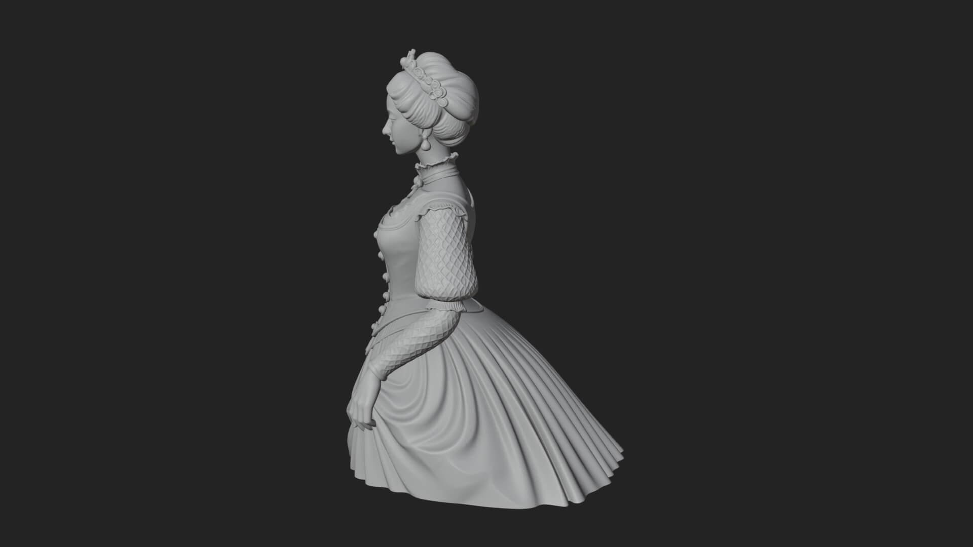 Victorian Lady Gown Statue Design 1 3D Print Model 3D Model