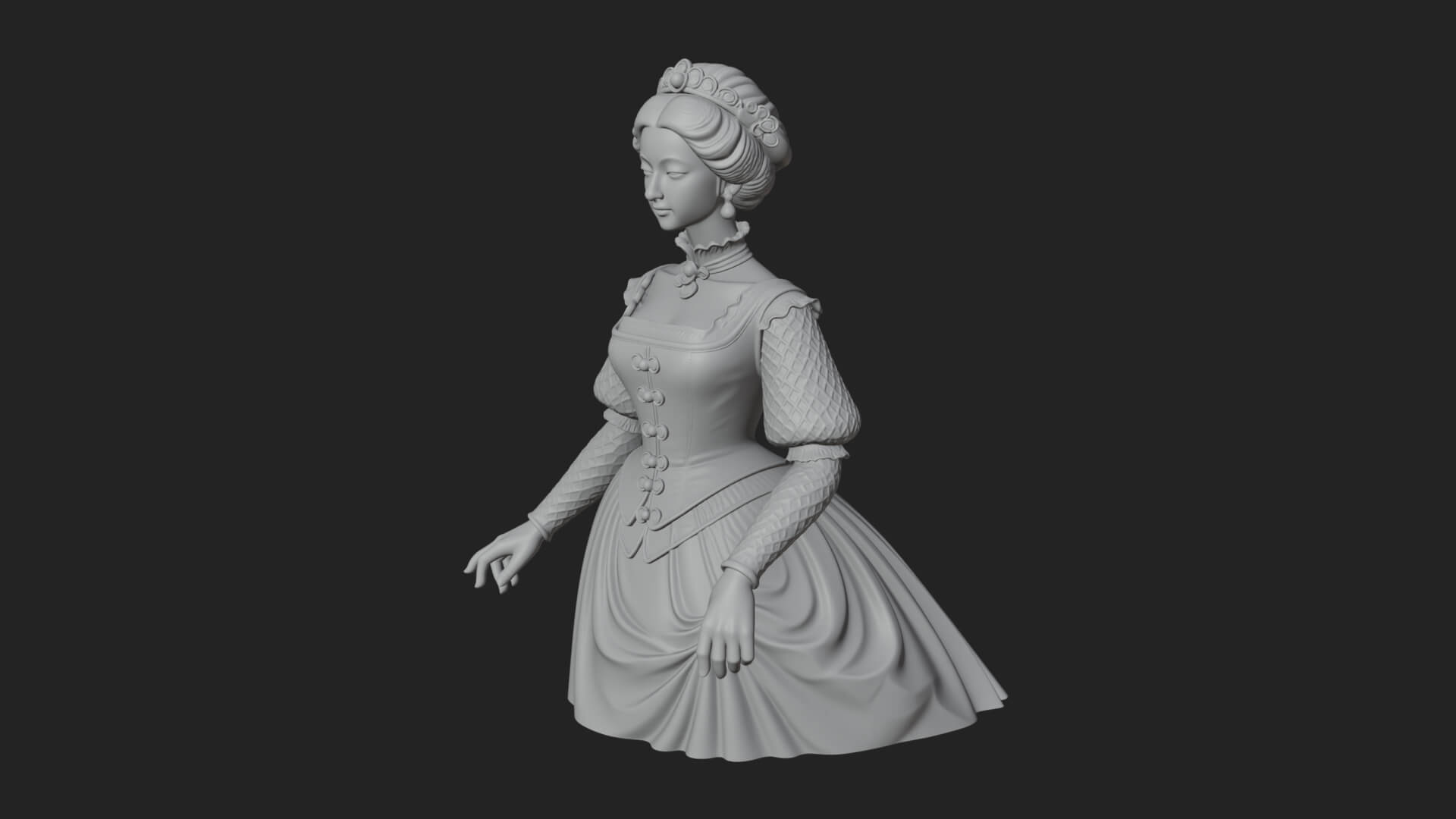 Victorian Lady Gown Statue Design 1 3D Print Model 3D Model