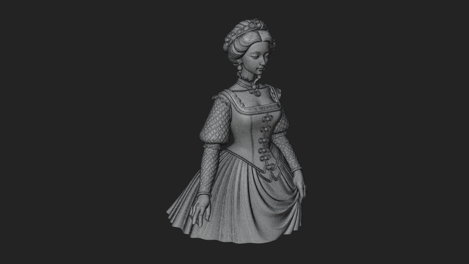 Victorian Lady Gown Statue Design 1 3D Print Model 3D Model