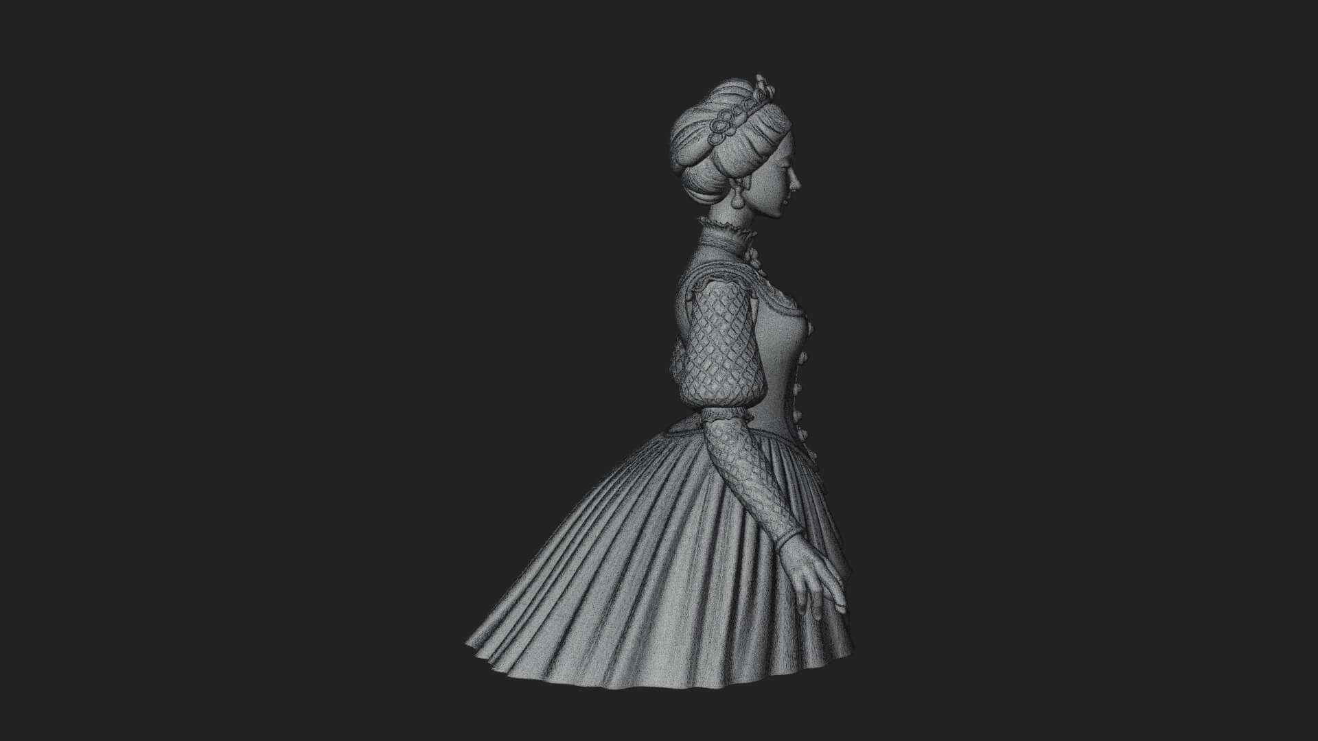 Victorian Lady Gown Statue Design 1 3D Print Model 3D Model