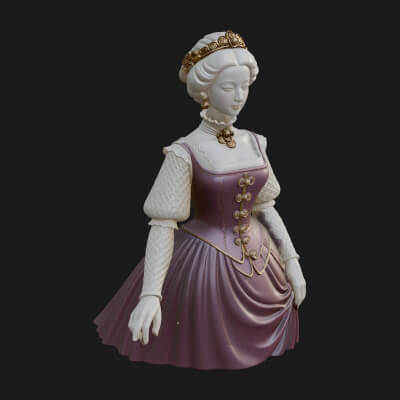 Victorian Lady Gown Statue Design 1 3D Print Model