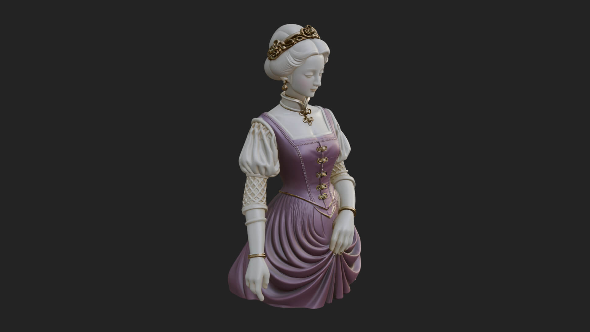 Victorian Lady Gown Statue Design 2 3D Print Model 3D Model