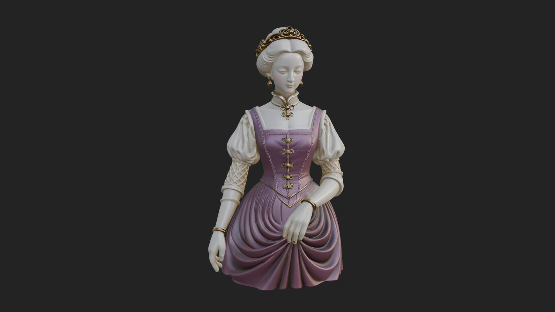 Victorian Lady Gown Statue Design 2 3D Print Model 3D Model