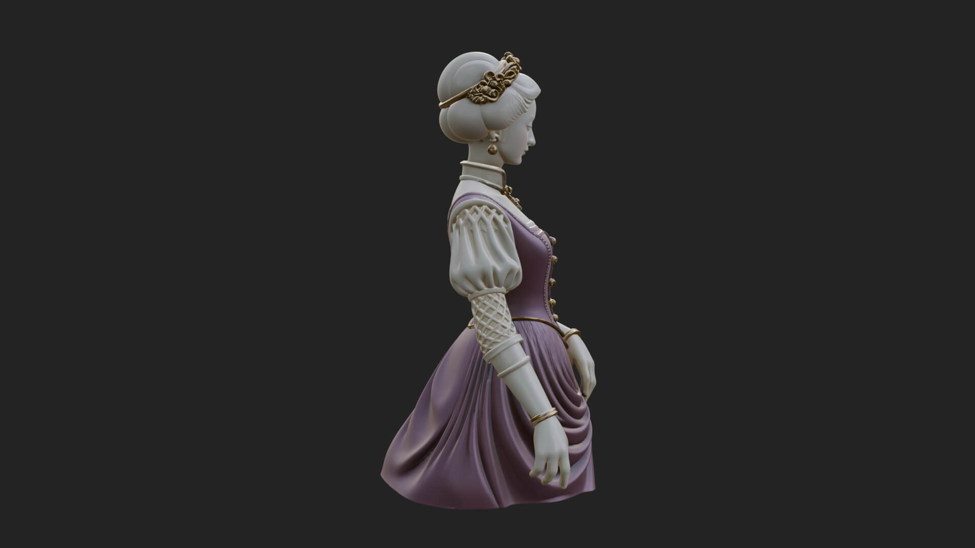 Victorian Lady Gown Statue Design 2 3D Print Model 3D Model
