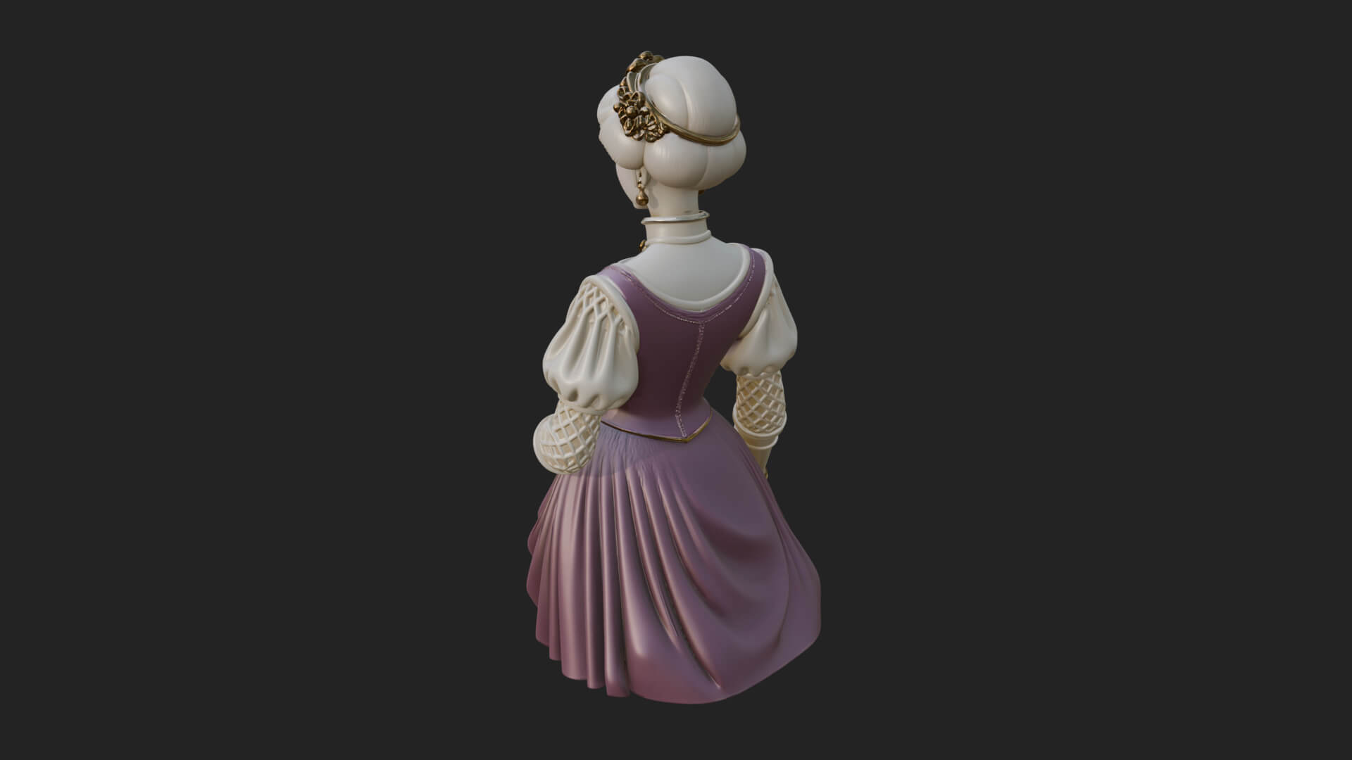 Victorian Lady Gown Statue Design 2 3D Print Model 3D Model