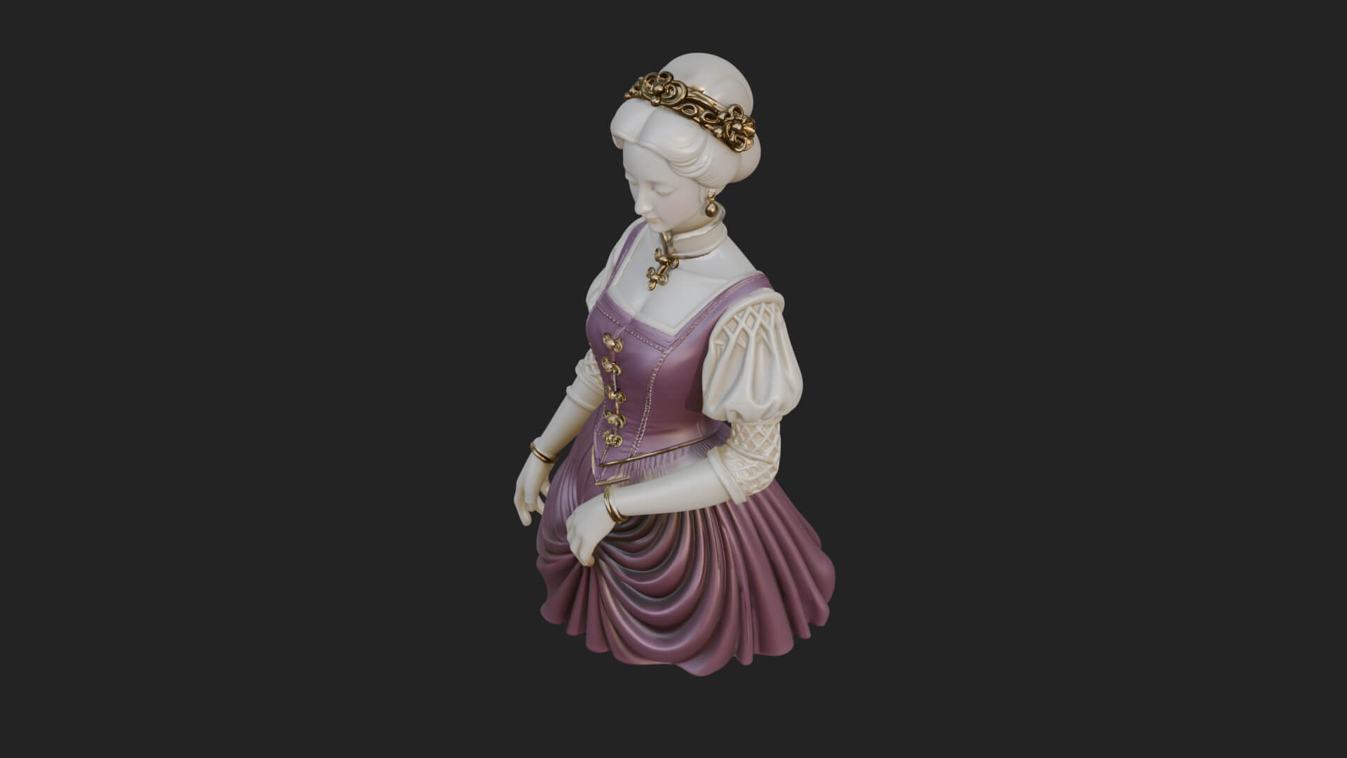 Victorian Lady Gown Statue Design 2 3D Print Model 3D Model