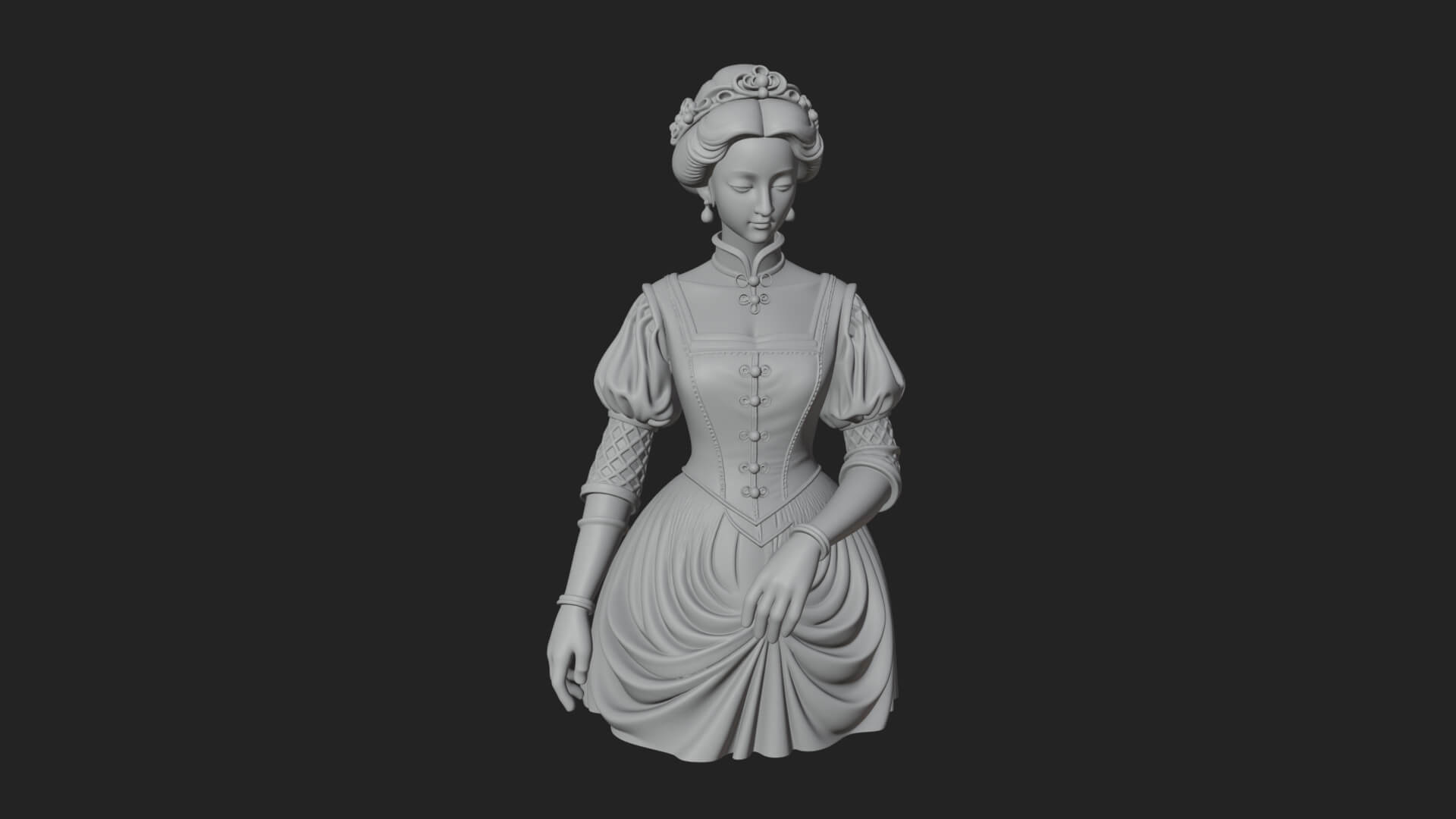 Victorian Lady Gown Statue Design 2 3D Print Model 3D Model