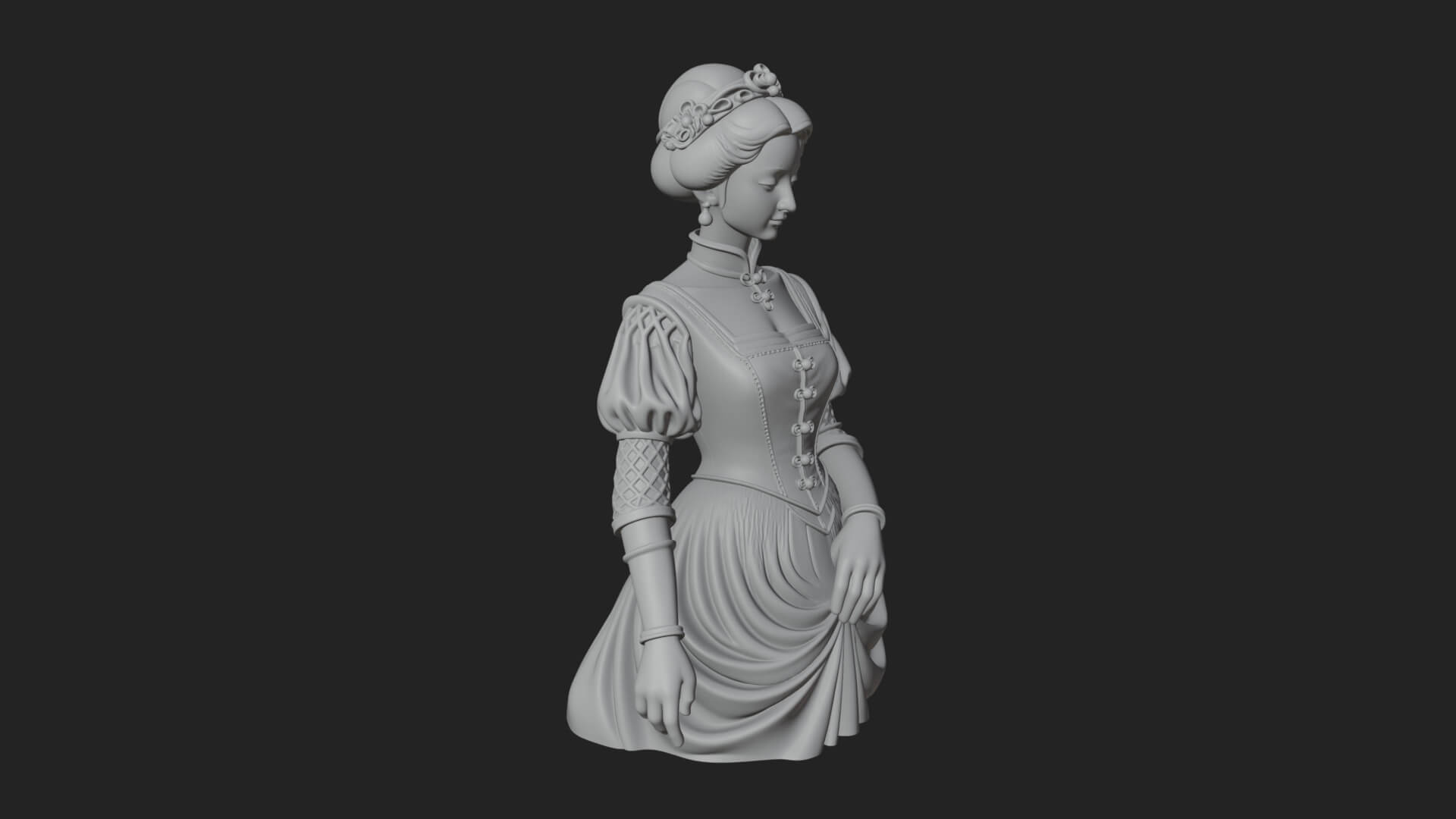 Victorian Lady Gown Statue Design 2 3D Print Model 3D Model