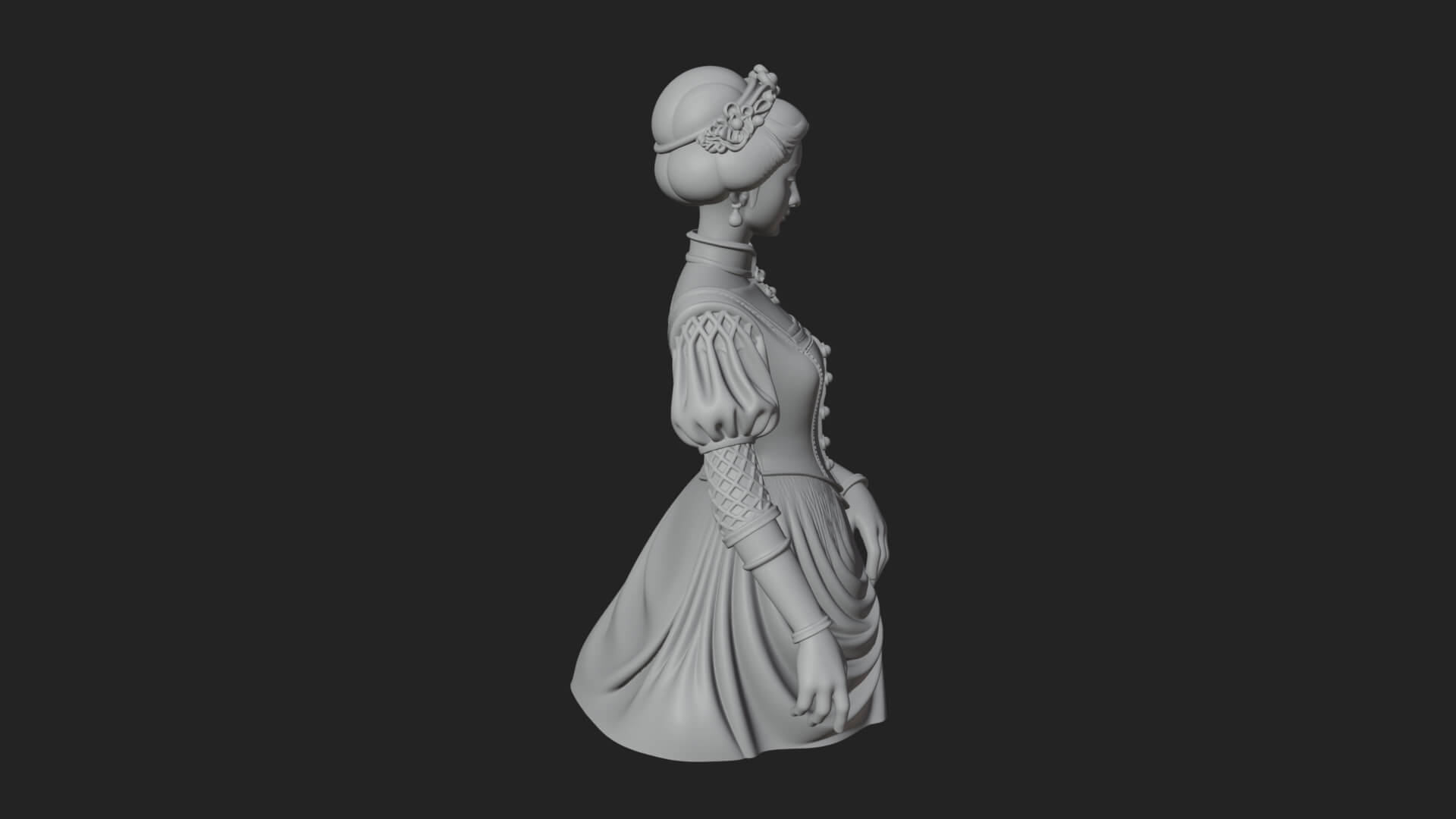 Victorian Lady Gown Statue Design 2 3D Print Model 3D Model