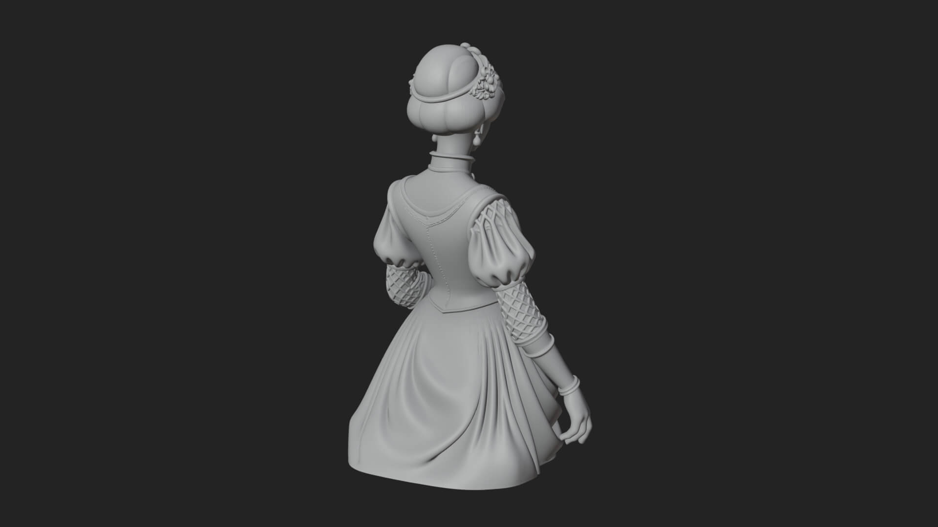 Victorian Lady Gown Statue Design 2 3D Print Model 3D Model
