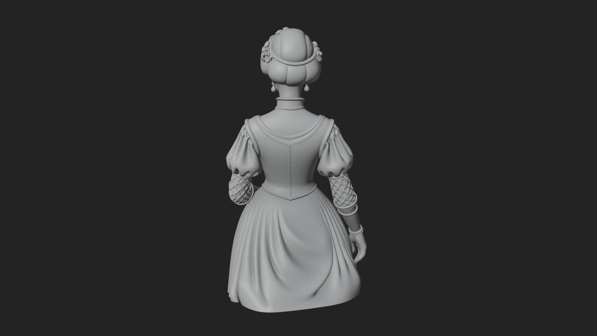 Victorian Lady Gown Statue Design 2 3D Print Model 3D Model