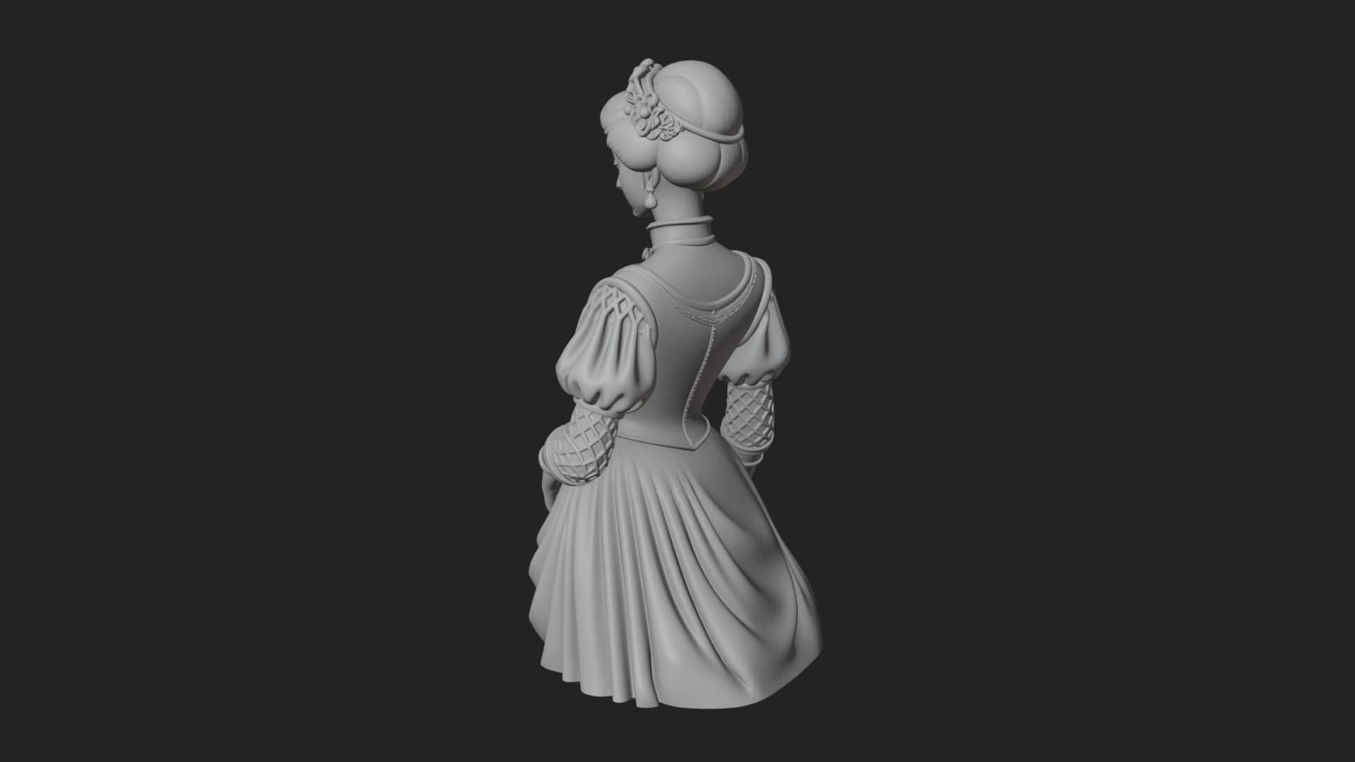 Victorian Lady Gown Statue Design 2 3D Print Model 3D Model