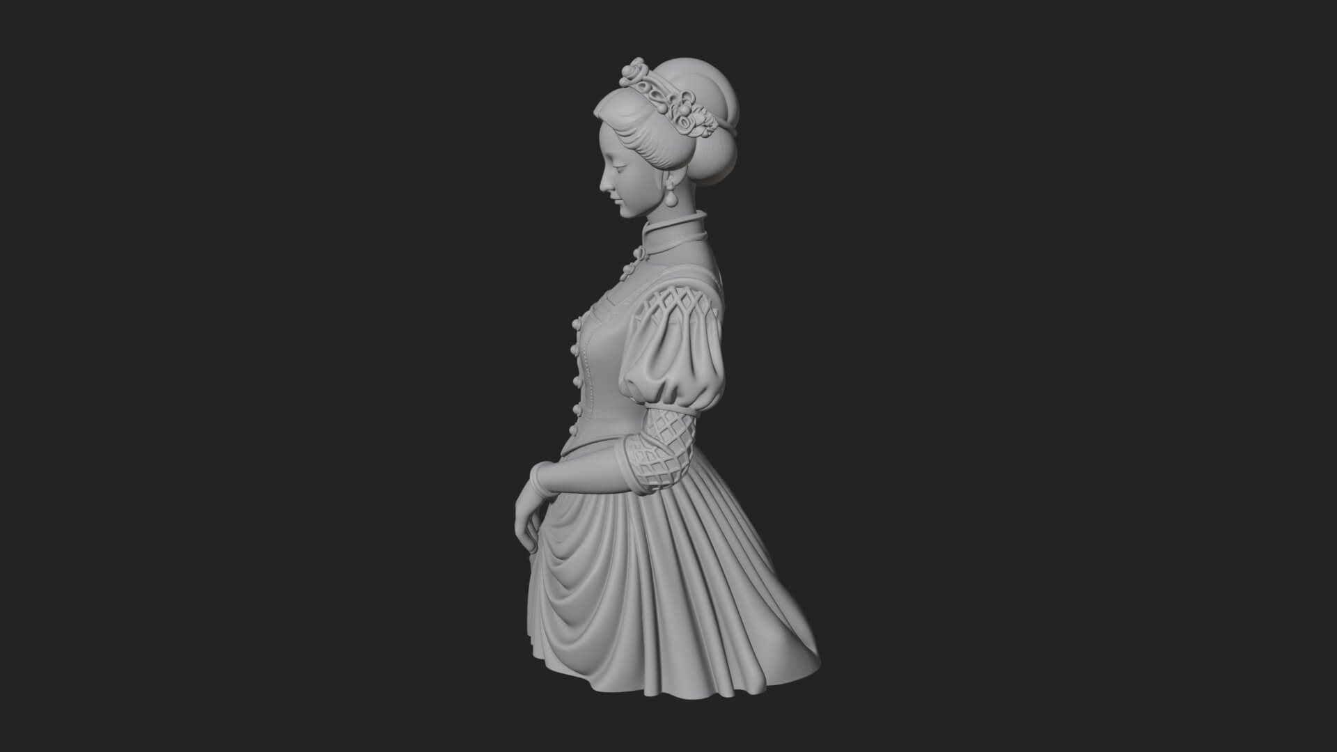 Victorian Lady Gown Statue Design 2 3D Print Model 3D Model