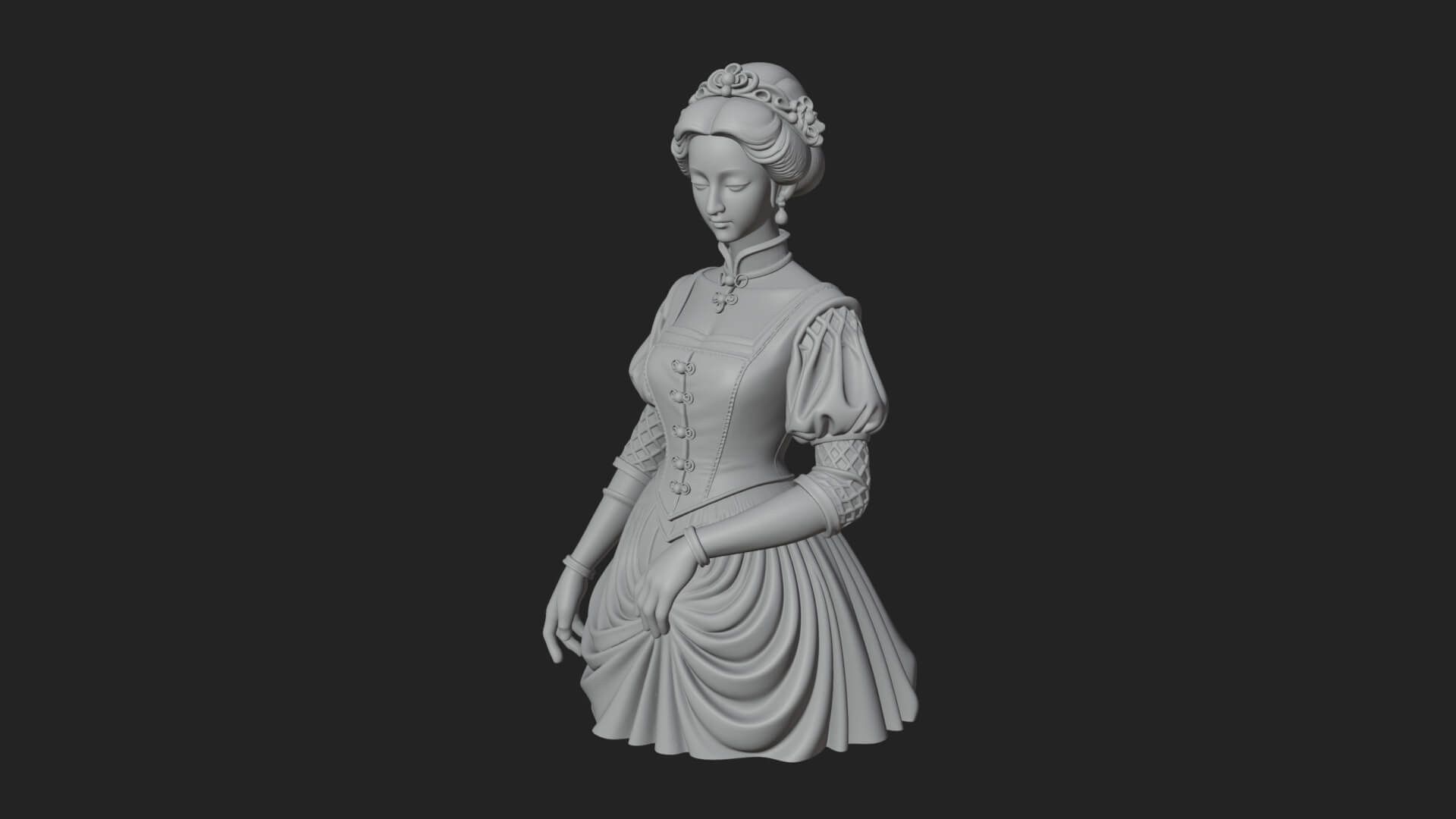 Victorian Lady Gown Statue Design 2 3D Print Model 3D Model