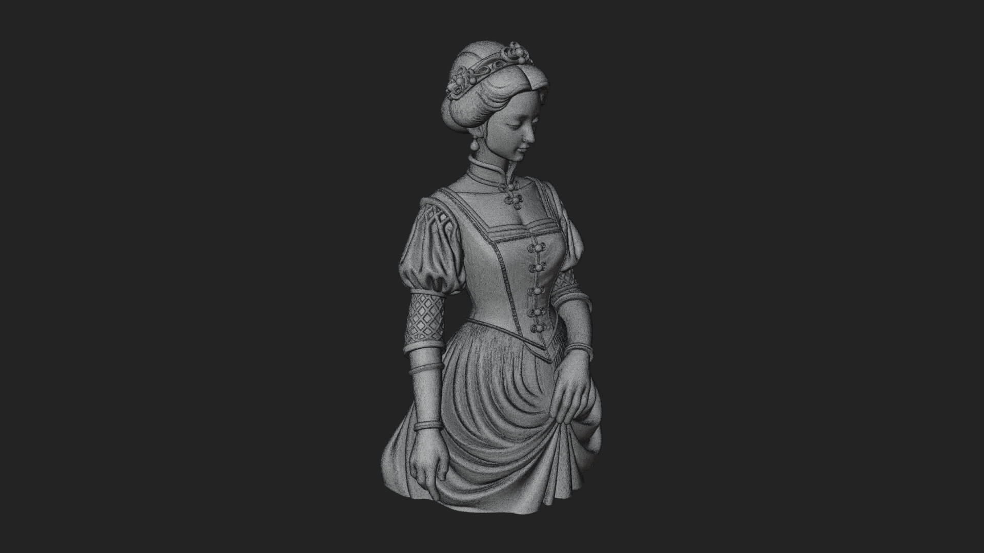 Victorian Lady Gown Statue Design 2 3D Print Model 3D Model