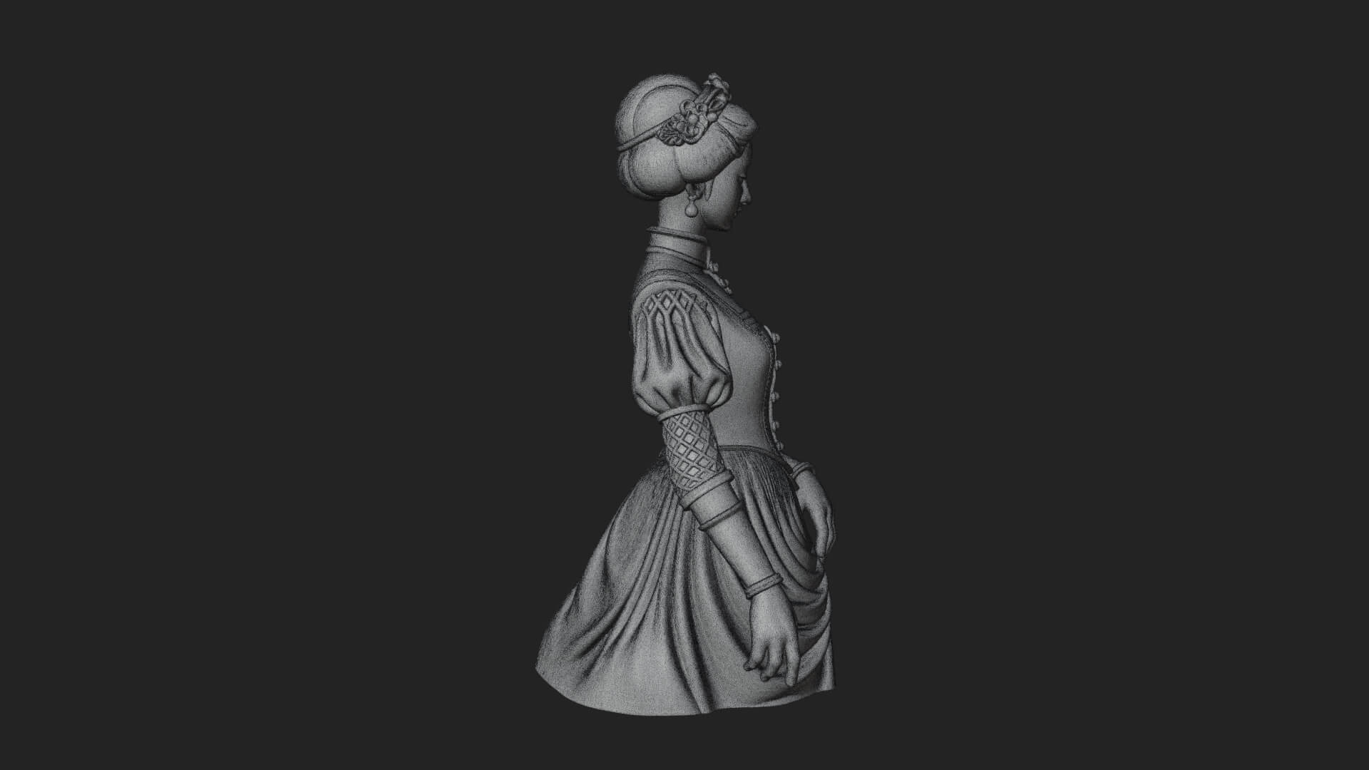 Victorian Lady Gown Statue Design 2 3D Print Model 3D Model
