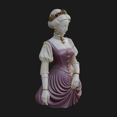 Victorian Lady Gown Statue Design 2 3D Print Model