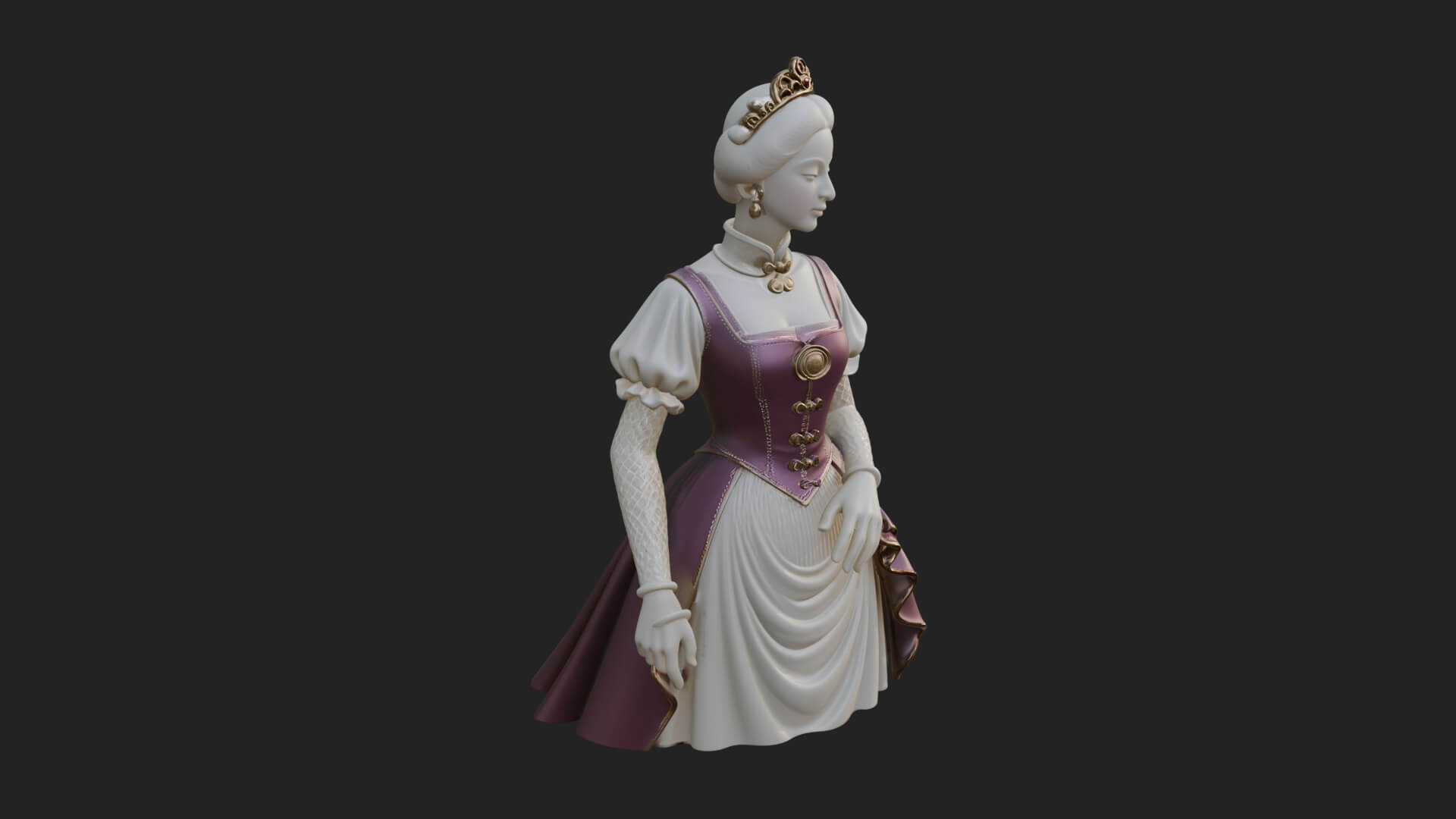 Victorian Lady Gown Statue Design 3 3D Print Model 3D Model