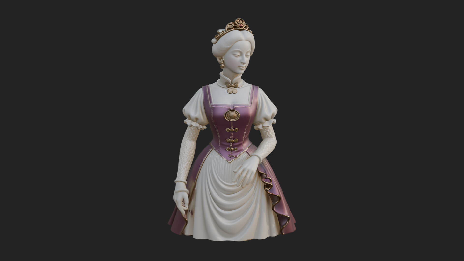 Victorian Lady Gown Statue Design 3 3D Print Model 3D Model