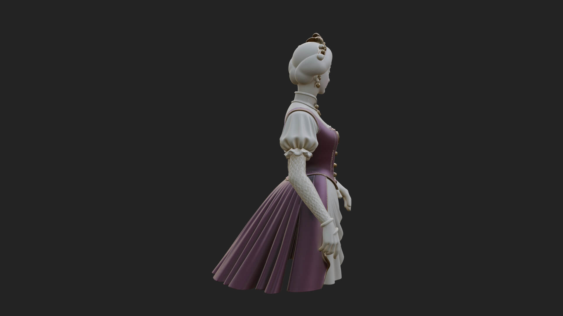 Victorian Lady Gown Statue Design 3 3D Print Model 3D Model