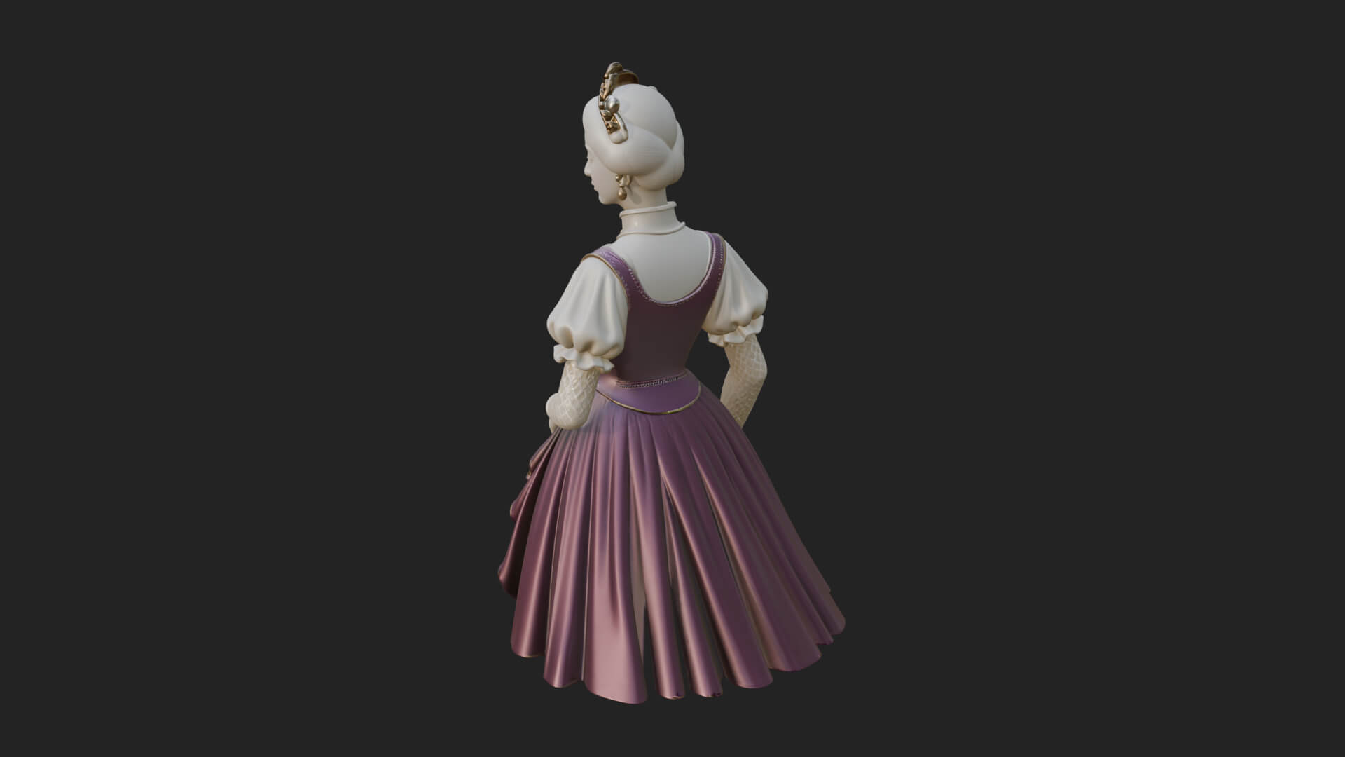 Victorian Lady Gown Statue Design 3 3D Print Model 3D Model