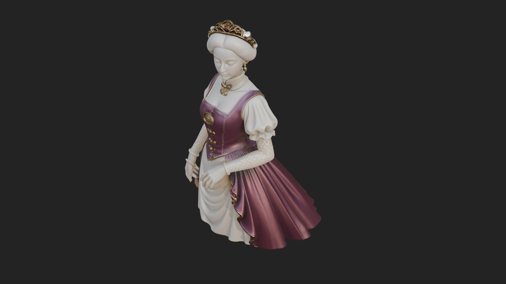 Victorian Lady Gown Statue Design 3 3D Print Model 3D Model