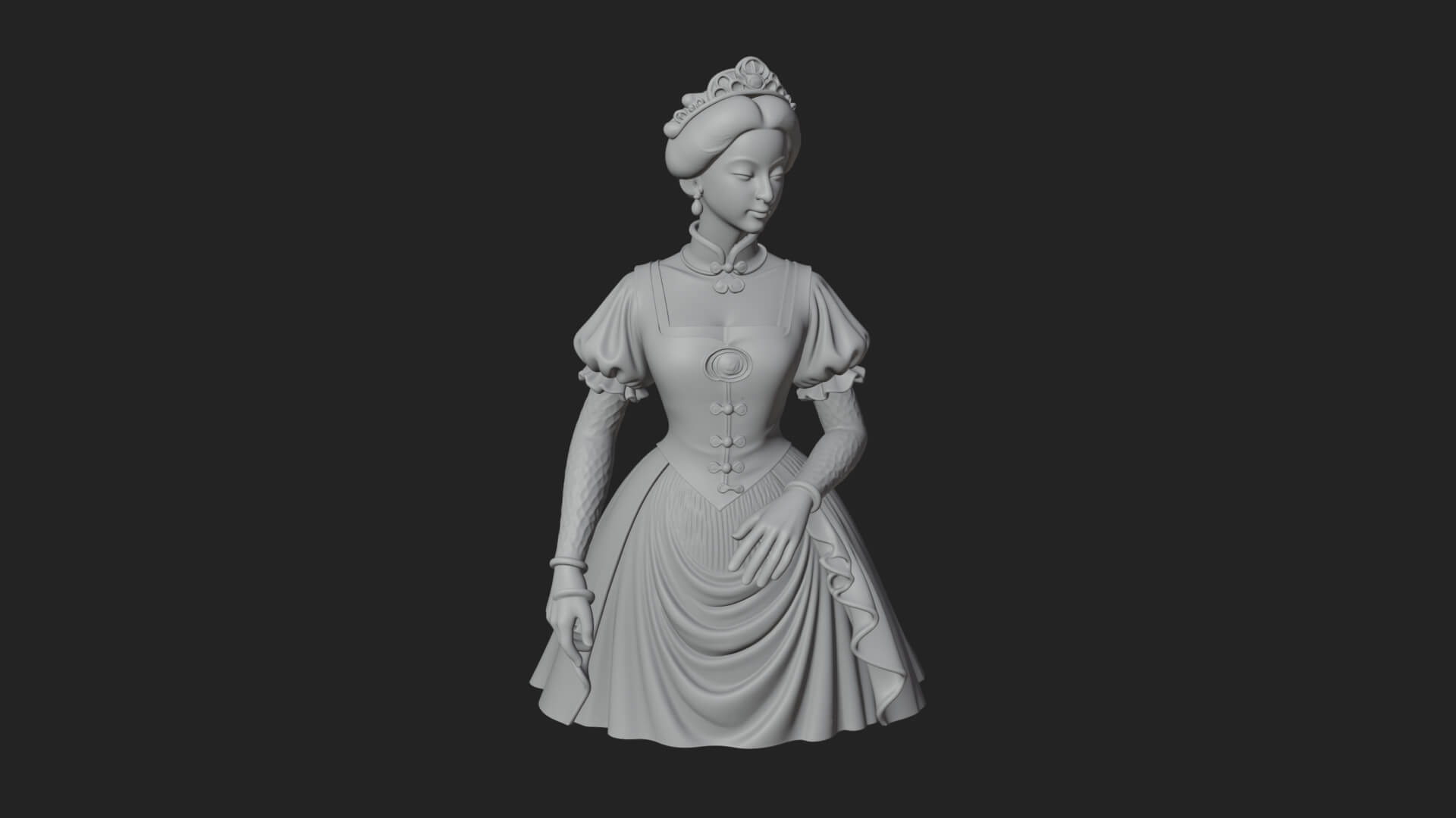 Victorian Lady Gown Statue Design 3 3D Print Model 3D Model