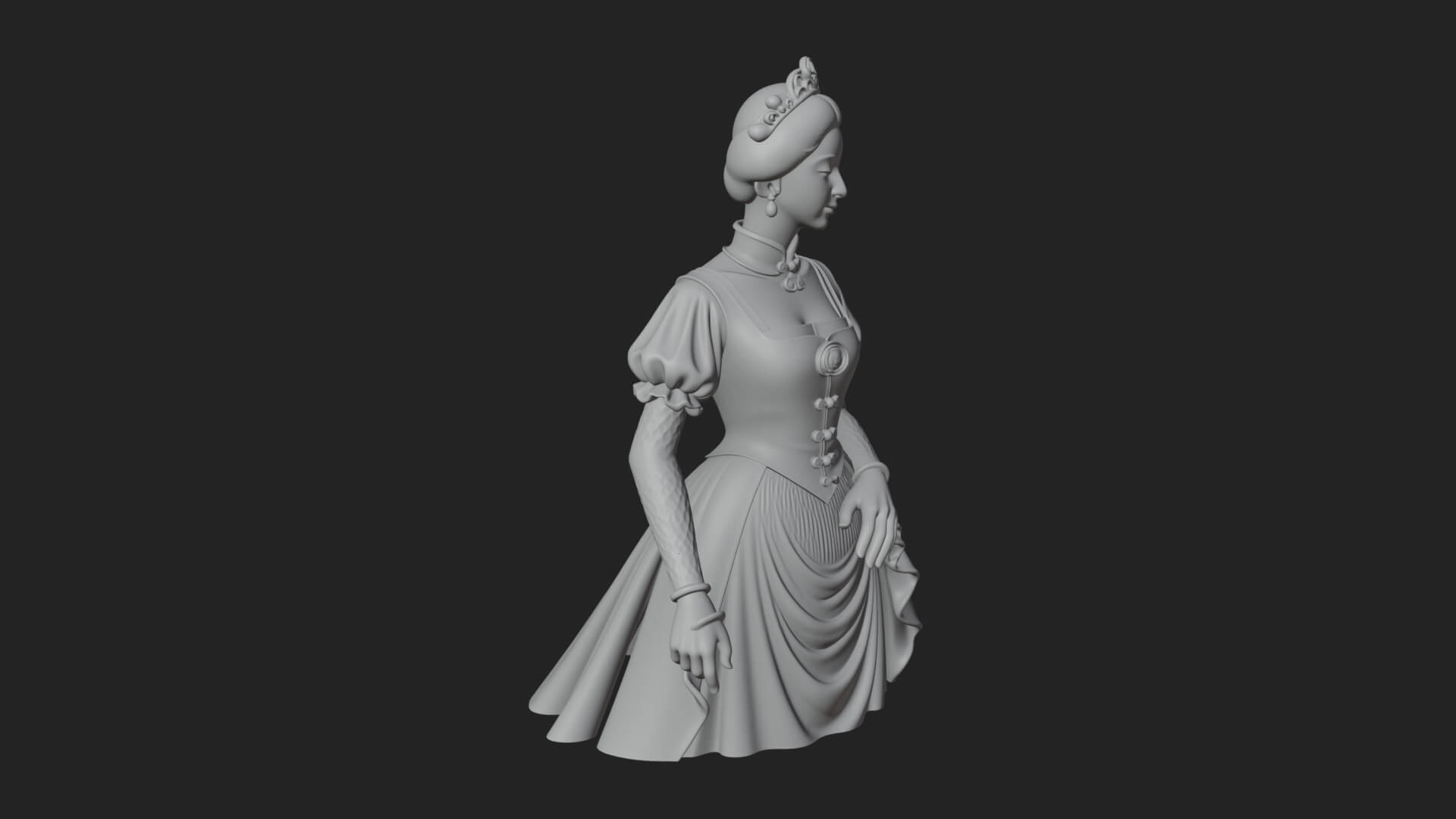 Victorian Lady Gown Statue Design 3 3D Print Model 3D Model