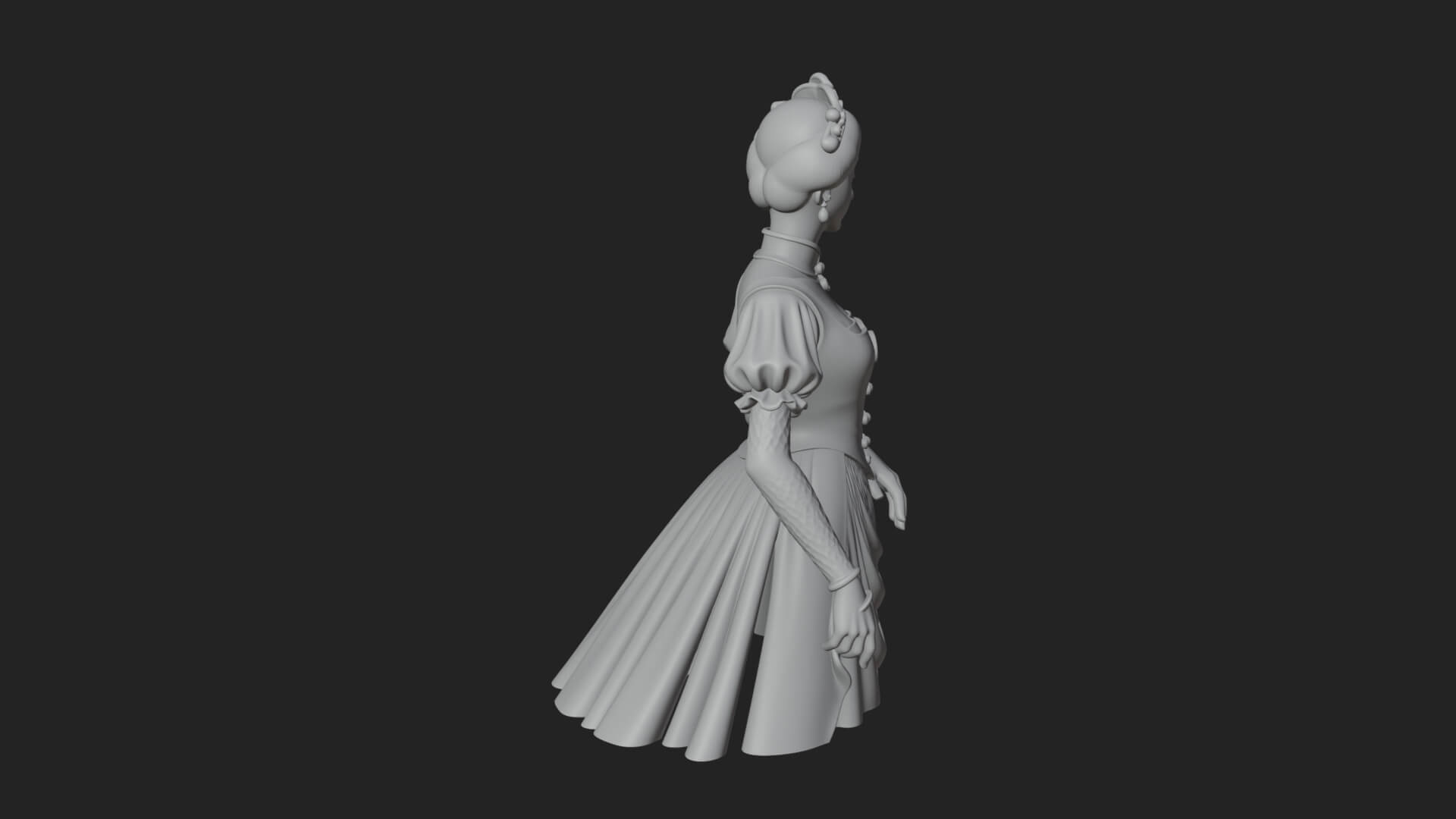 Victorian Lady Gown Statue Design 3 3D Print Model 3D Model