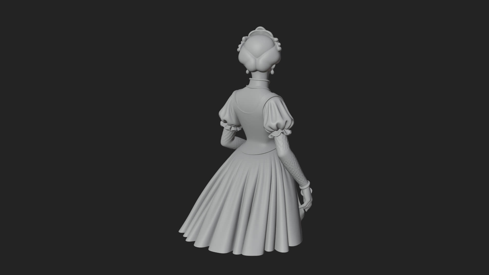 Victorian Lady Gown Statue Design 3 3D Print Model 3D Model