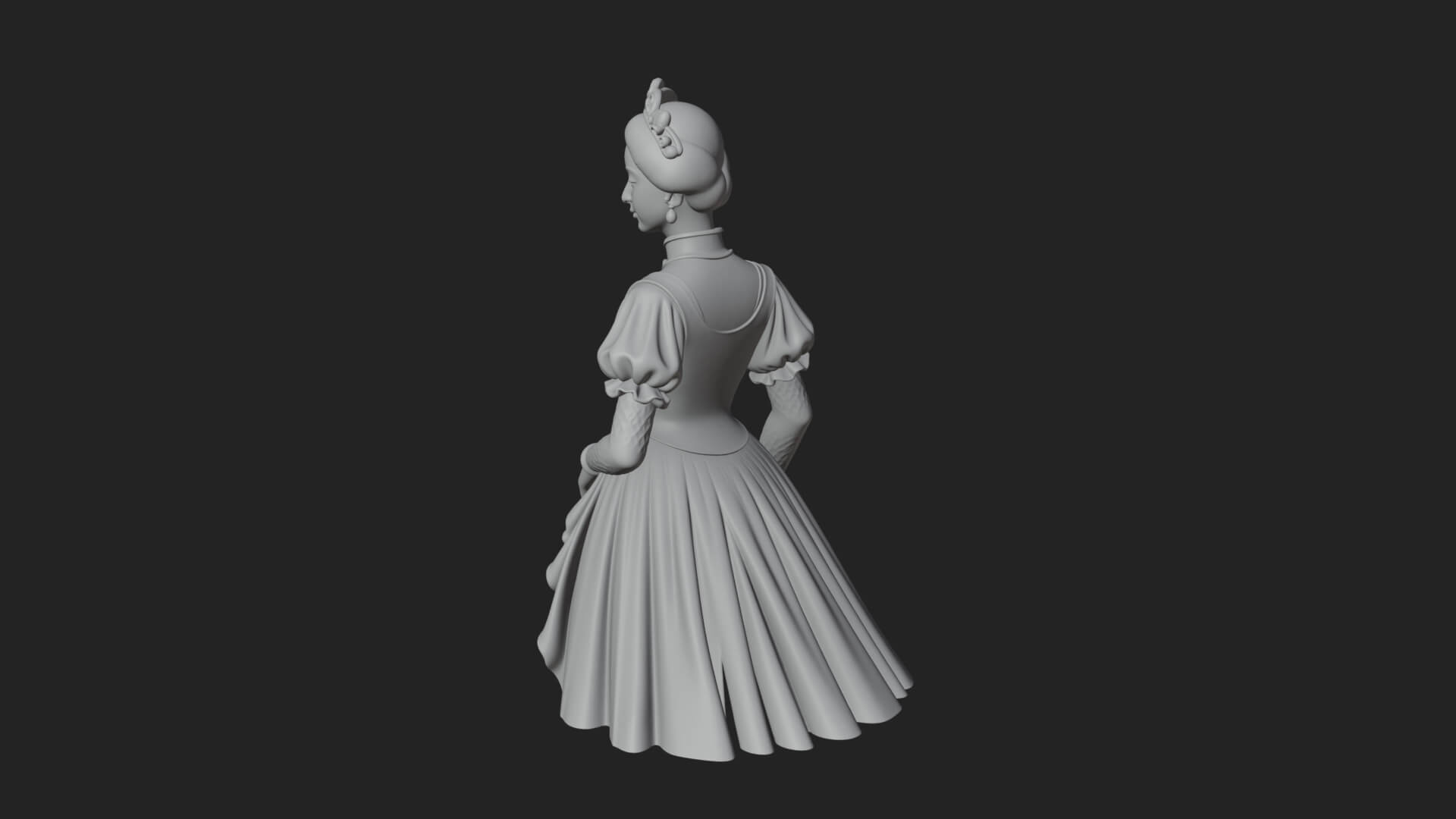Victorian Lady Gown Statue Design 3 3D Print Model 3D Model