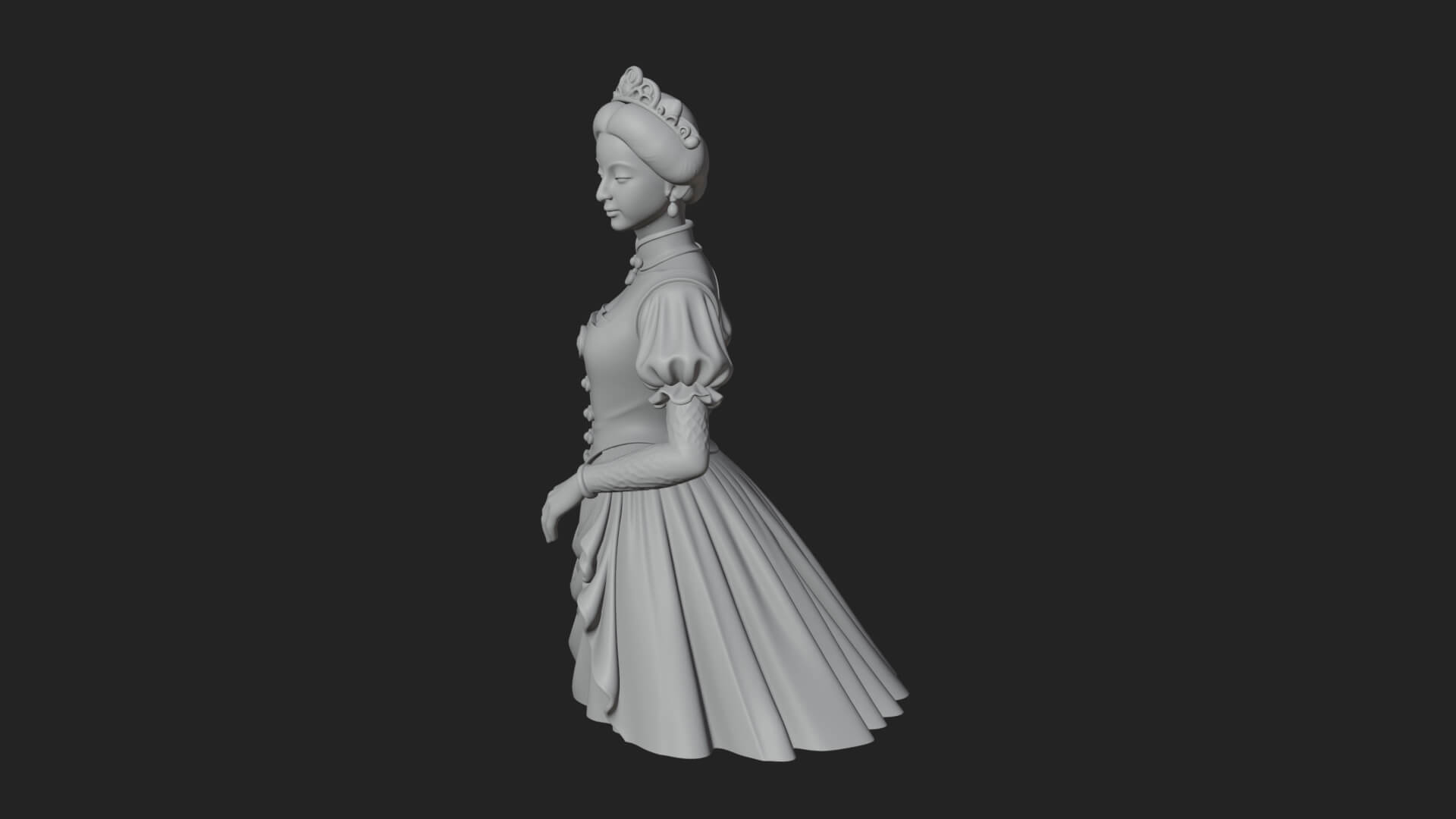 Victorian Lady Gown Statue Design 3 3D Print Model 3D Model