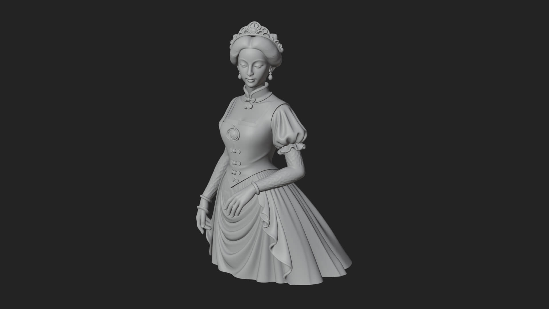 Victorian Lady Gown Statue Design 3 3D Print Model 3D Model