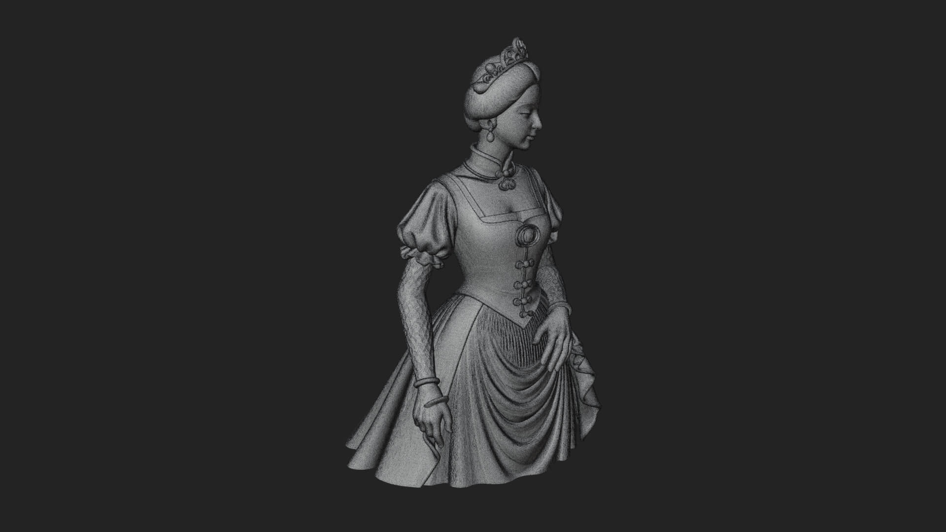 Victorian Lady Gown Statue Design 3 3D Print Model 3D Model