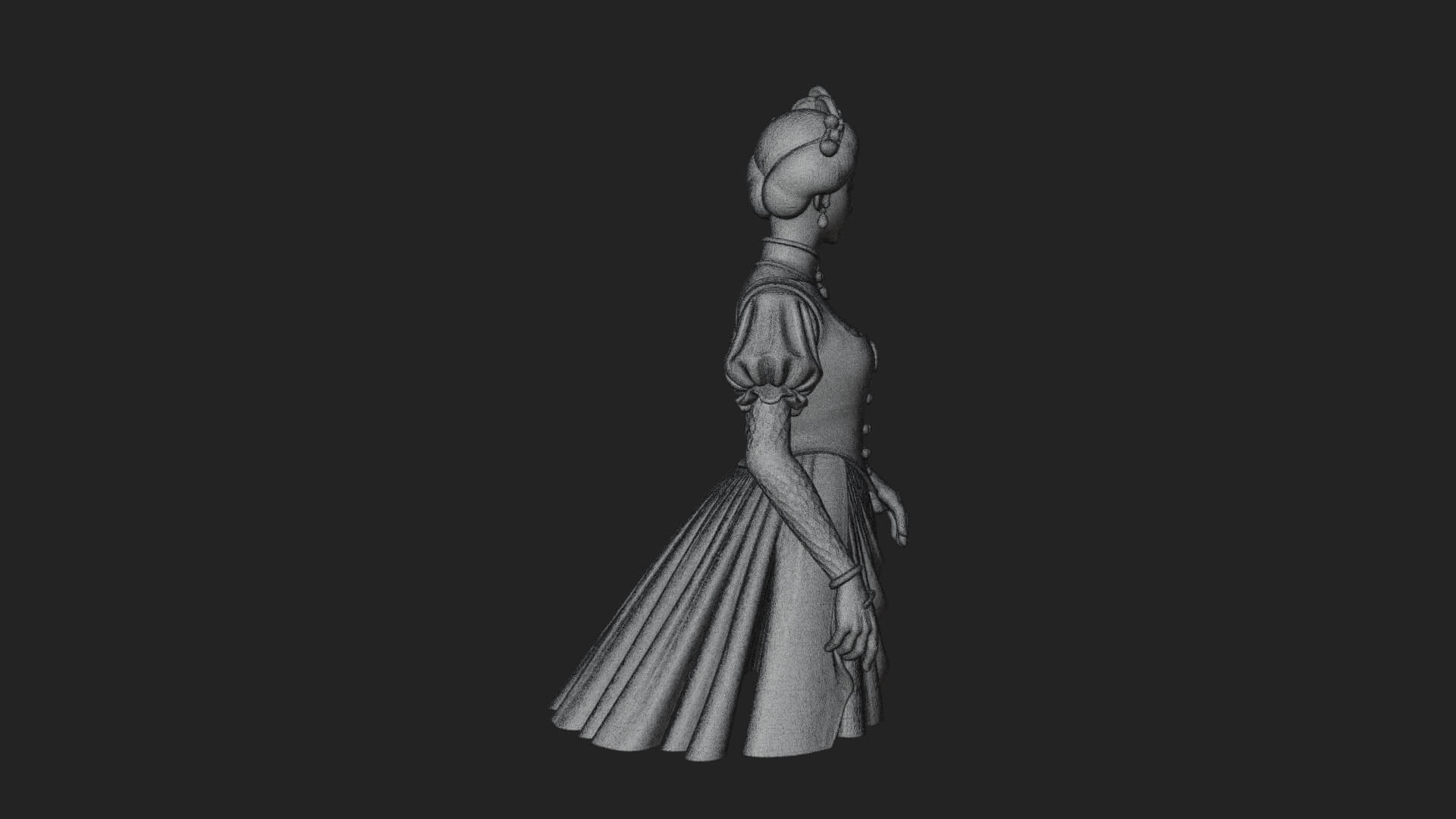Victorian Lady Gown Statue Design 3 3D Print Model 3D Model