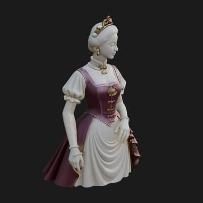 Victorian Lady Gown Statue Design 3 3D Print Model