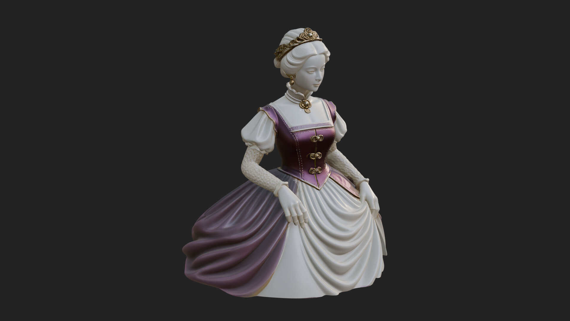 Victorian Lady Gown Statue Design 4 3D Print Model 3D Model
