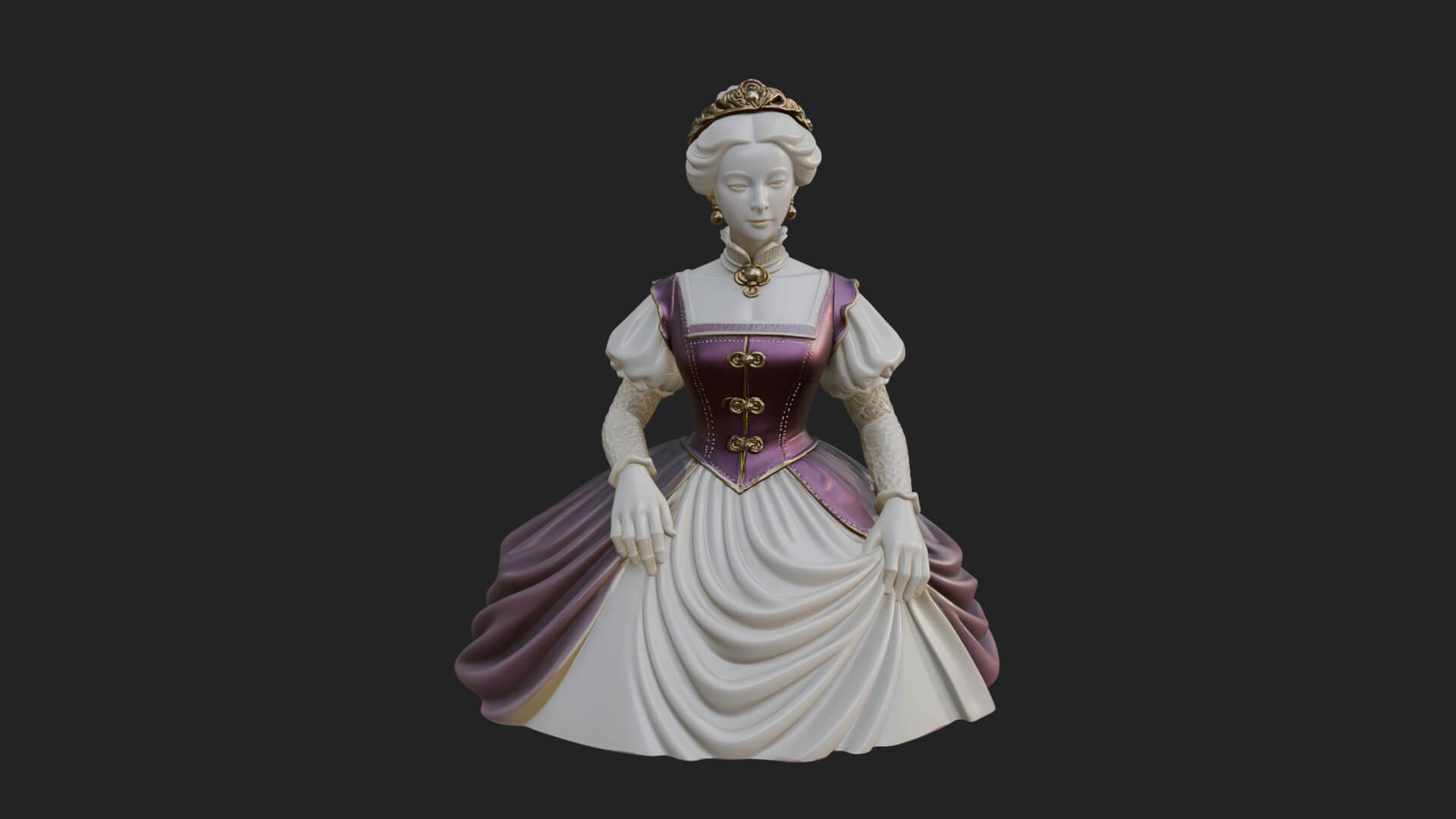 Victorian Lady Gown Statue Design 4 3D Print Model 3D Model