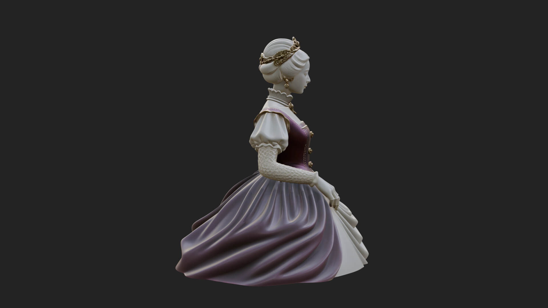 Victorian Lady Gown Statue Design 4 3D Print Model 3D Model