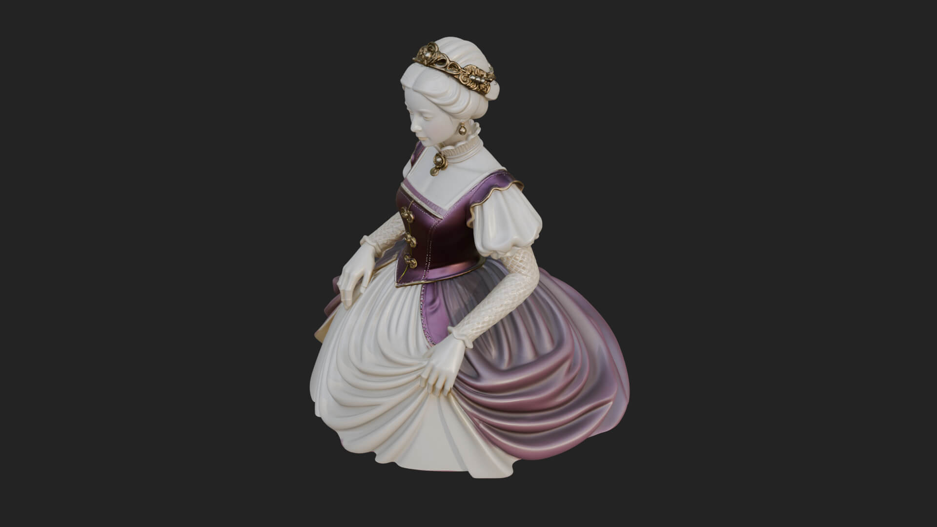 Victorian Lady Gown Statue Design 4 3D Print Model 3D Model