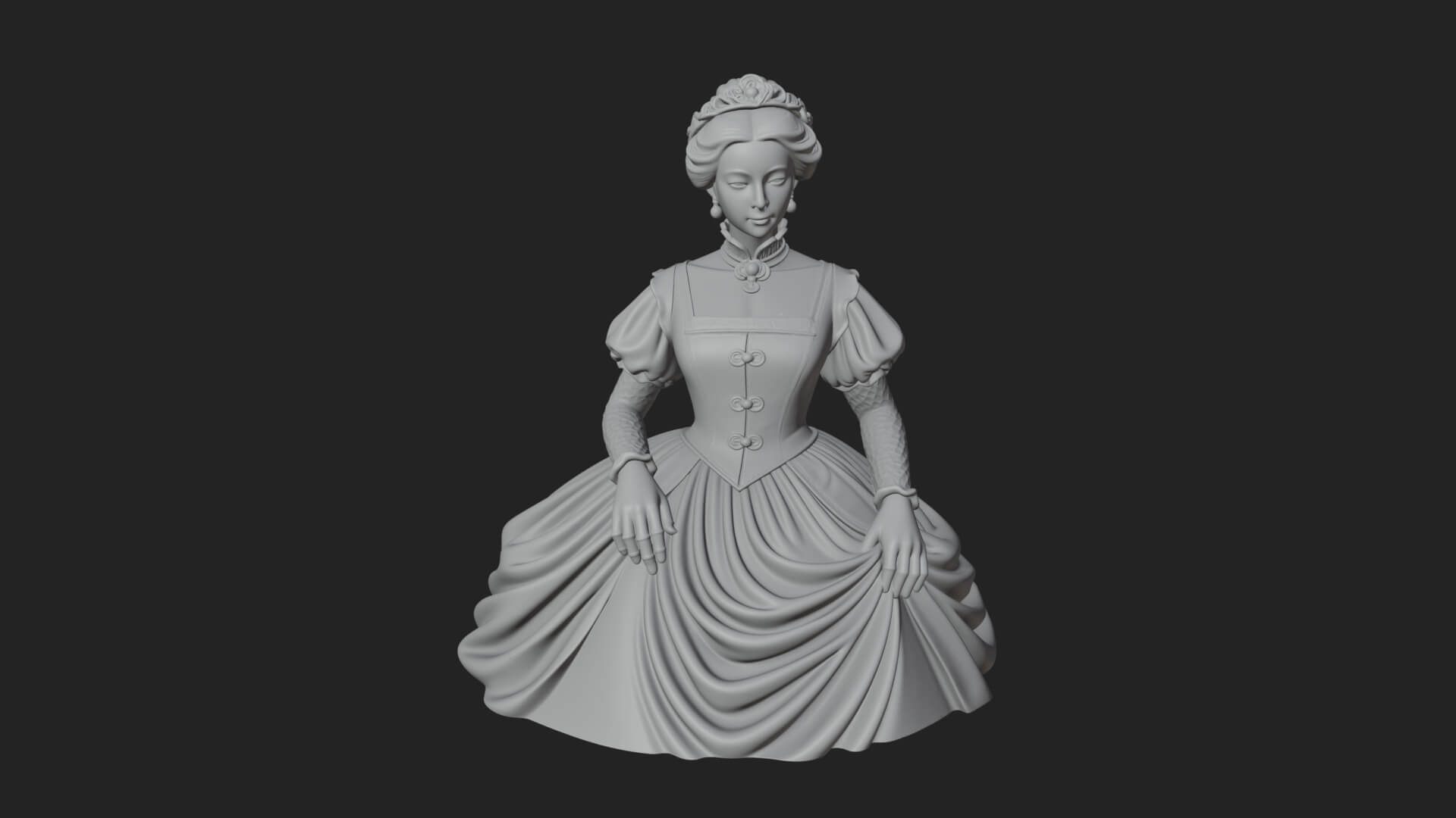 Victorian Lady Gown Statue Design 4 3D Print Model 3D Model