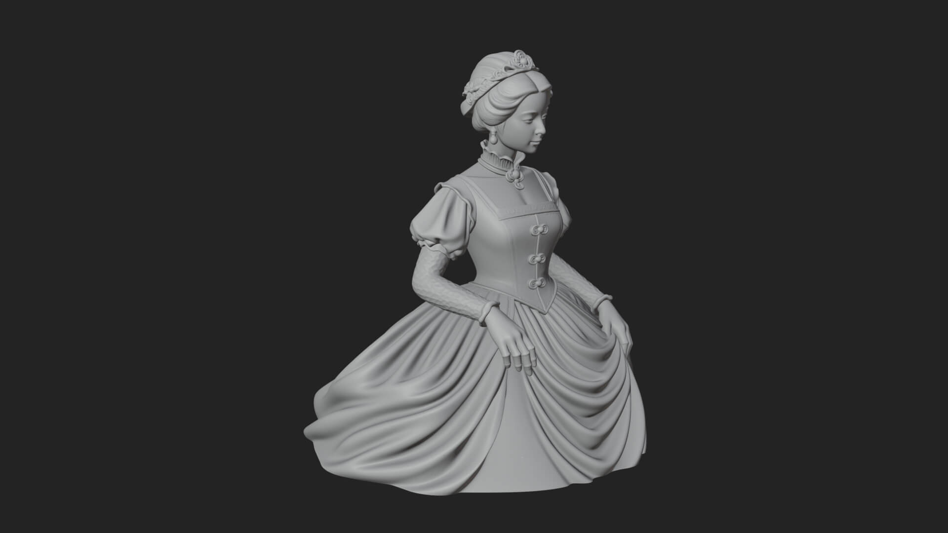 Victorian Lady Gown Statue Design 4 3D Print Model 3D Model