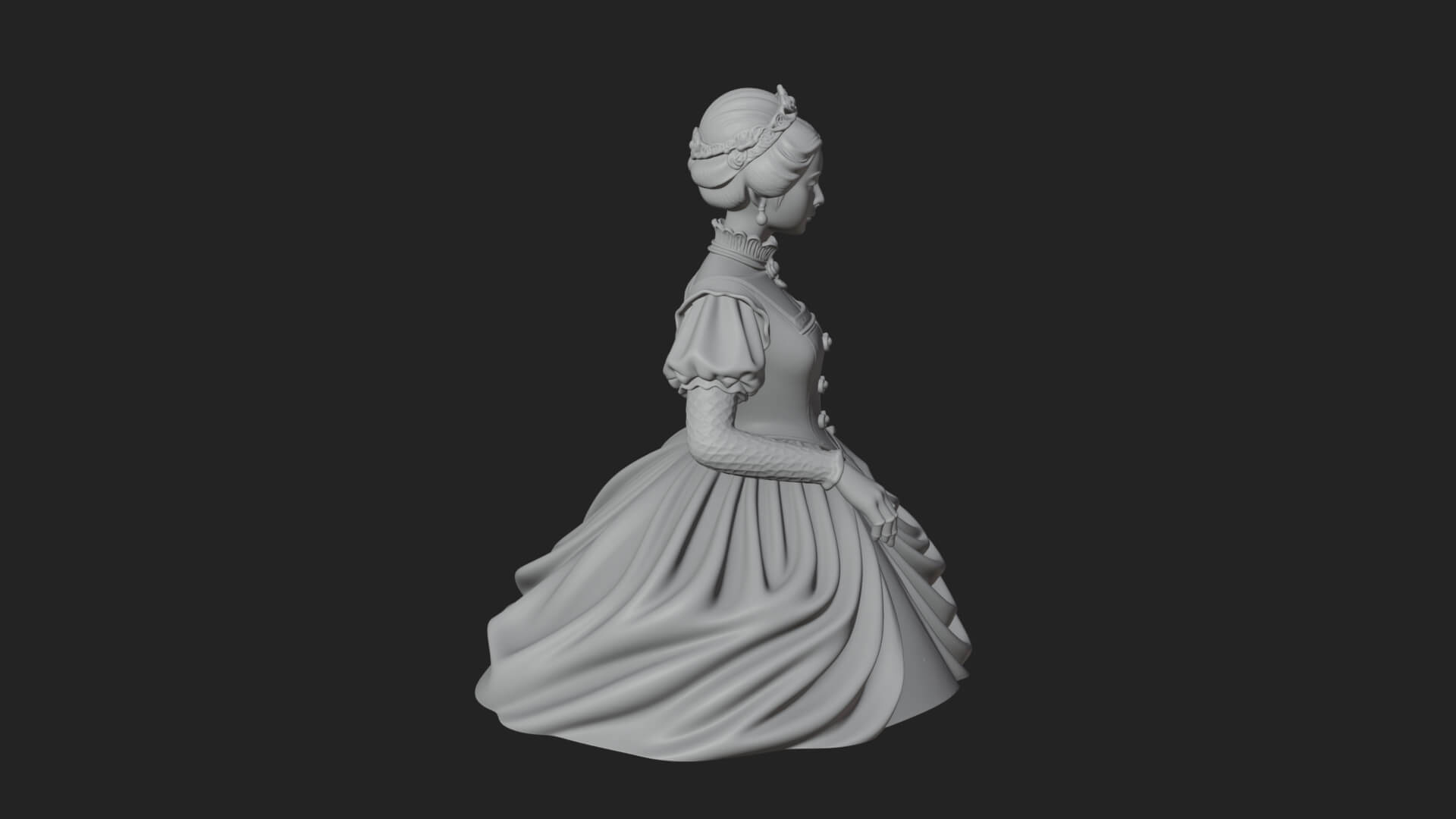 Victorian Lady Gown Statue Design 4 3D Print Model 3D Model