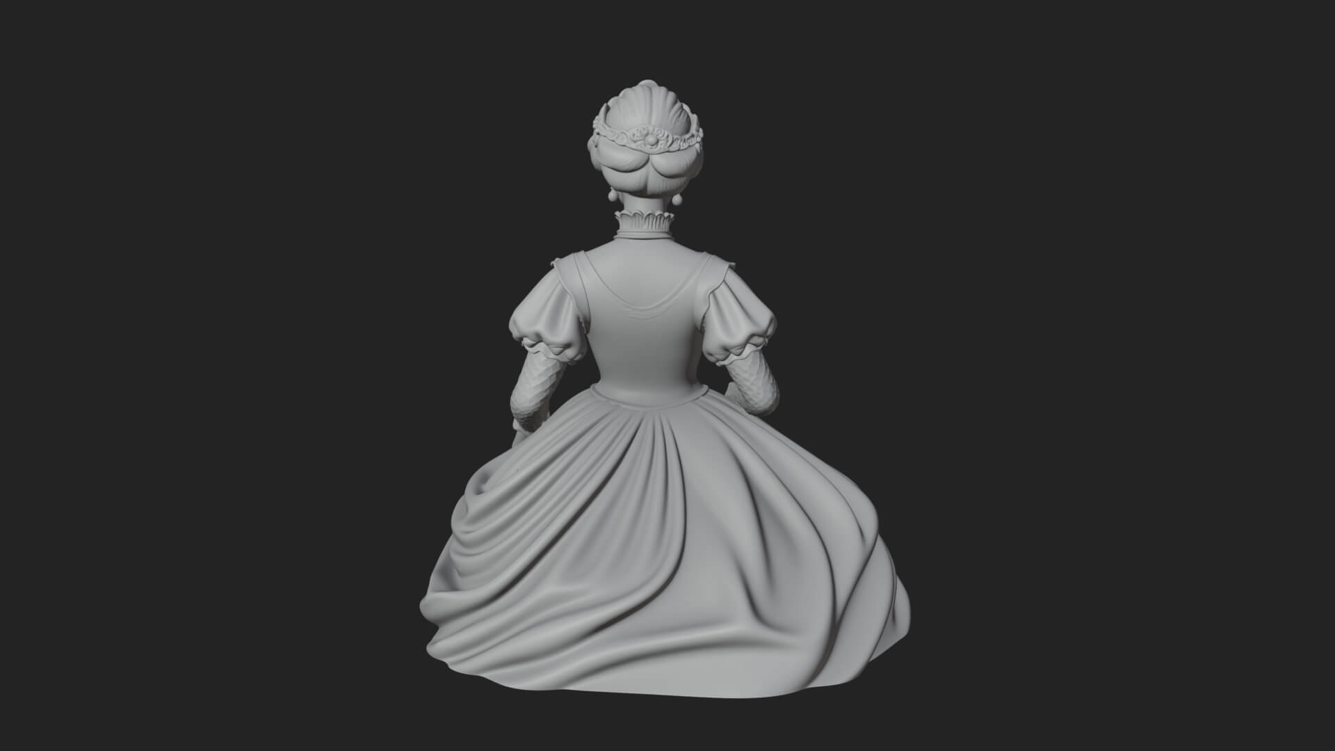 Victorian Lady Gown Statue Design 4 3D Print Model 3D Model