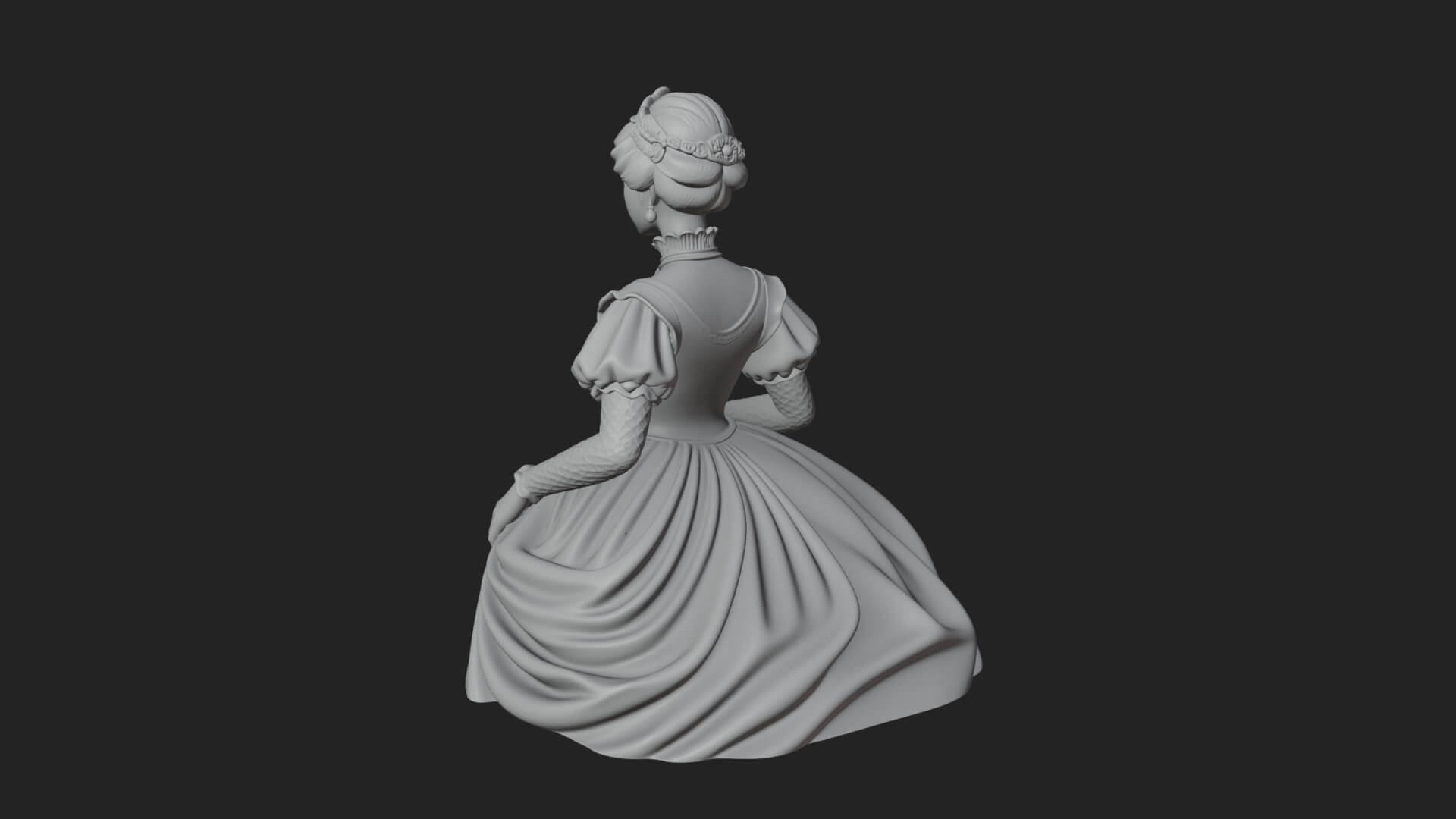 Victorian Lady Gown Statue Design 4 3D Print Model 3D Model