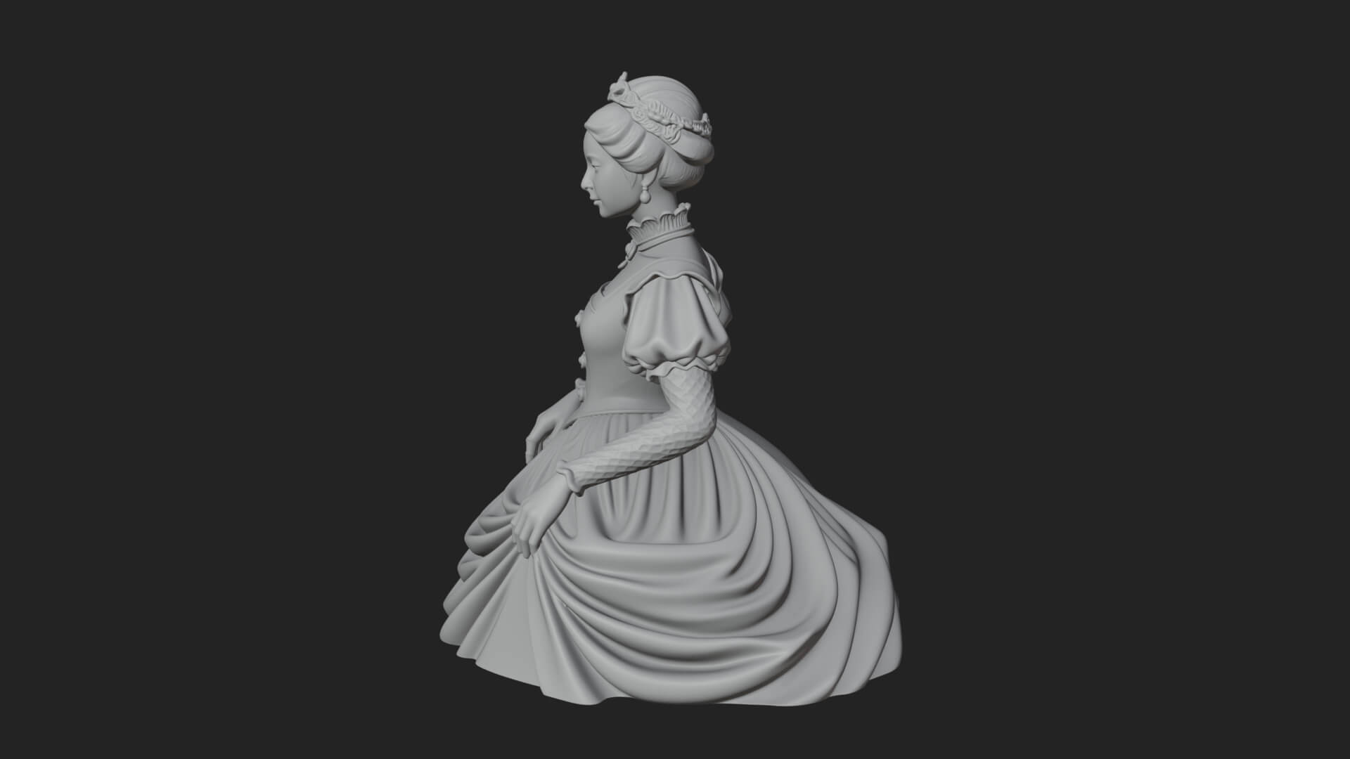 Victorian Lady Gown Statue Design 4 3D Print Model 3D Model