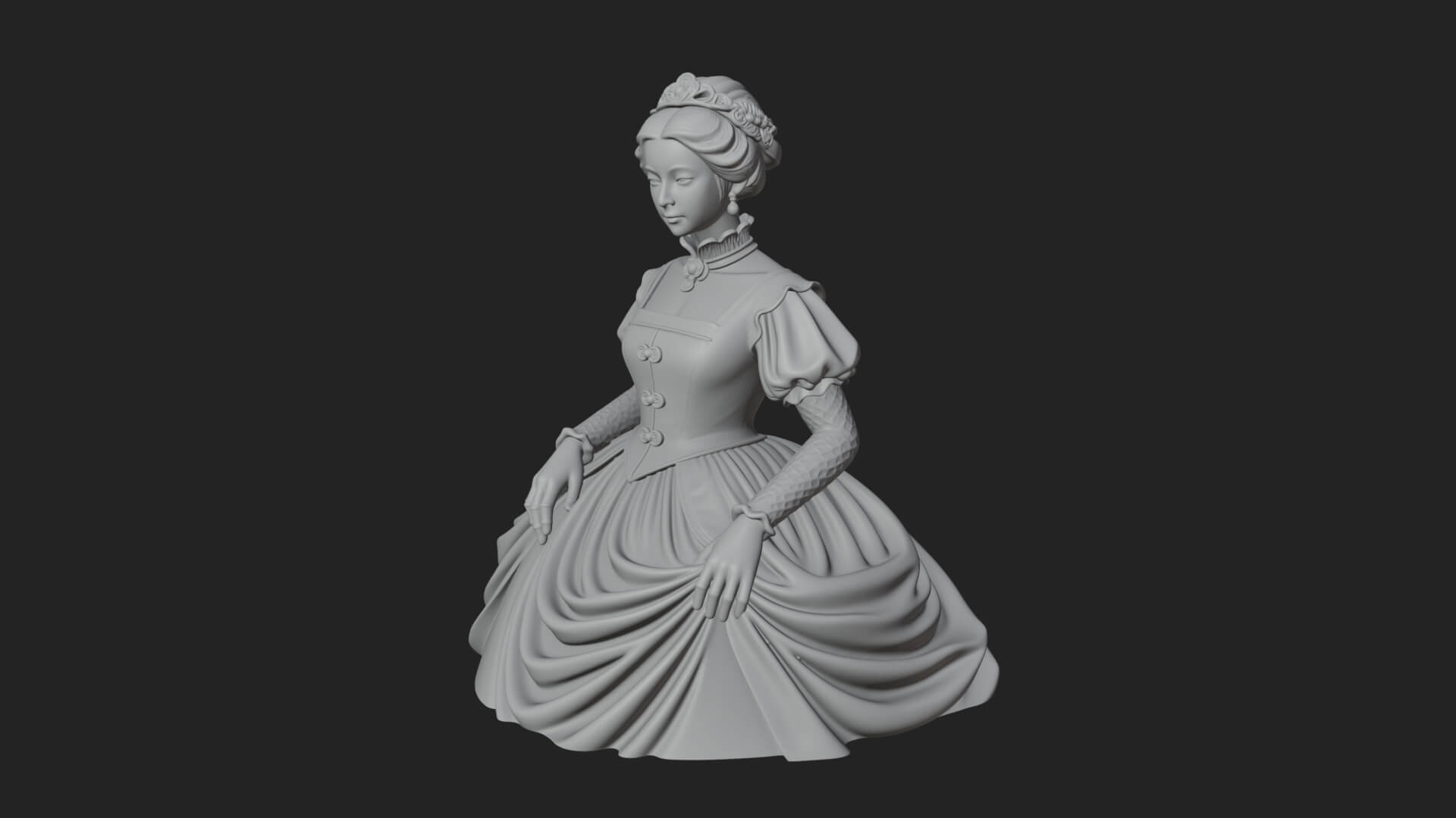 Victorian Lady Gown Statue Design 4 3D Print Model 3D Model