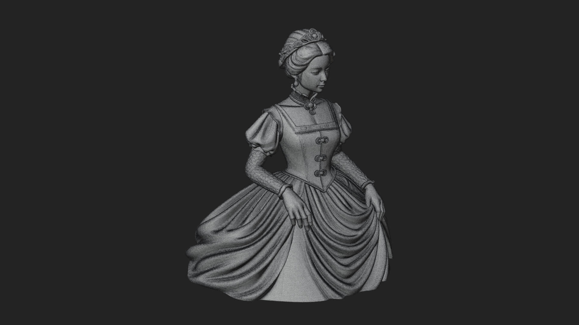 Victorian Lady Gown Statue Design 4 3D Print Model 3D Model