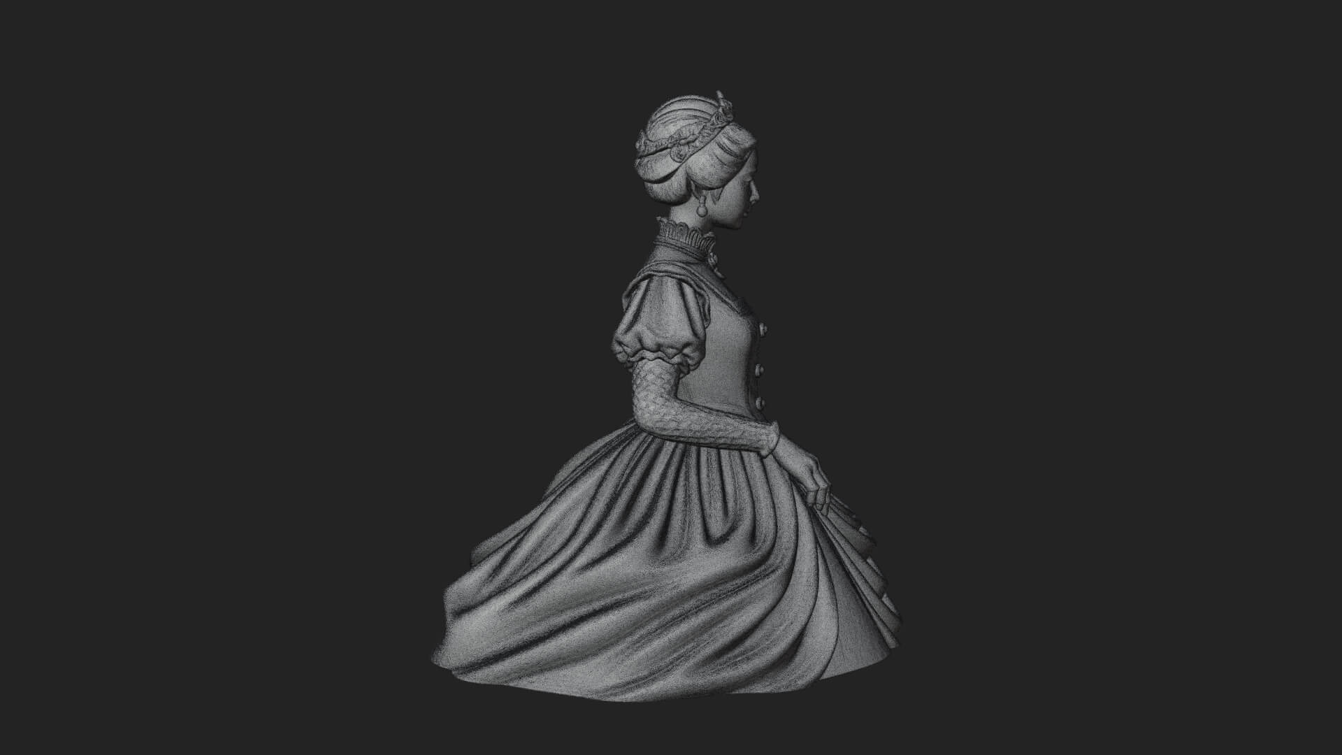 Victorian Lady Gown Statue Design 4 3D Print Model 3D Model