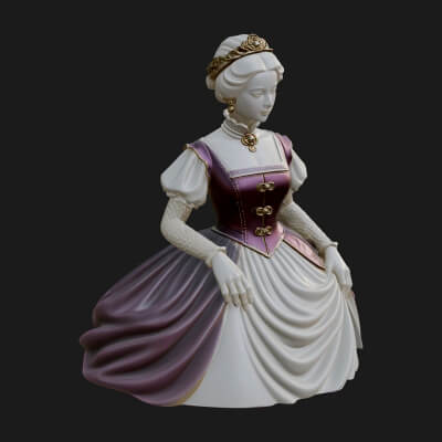 Victorian Lady Gown Statue Design 4 3D Print Model